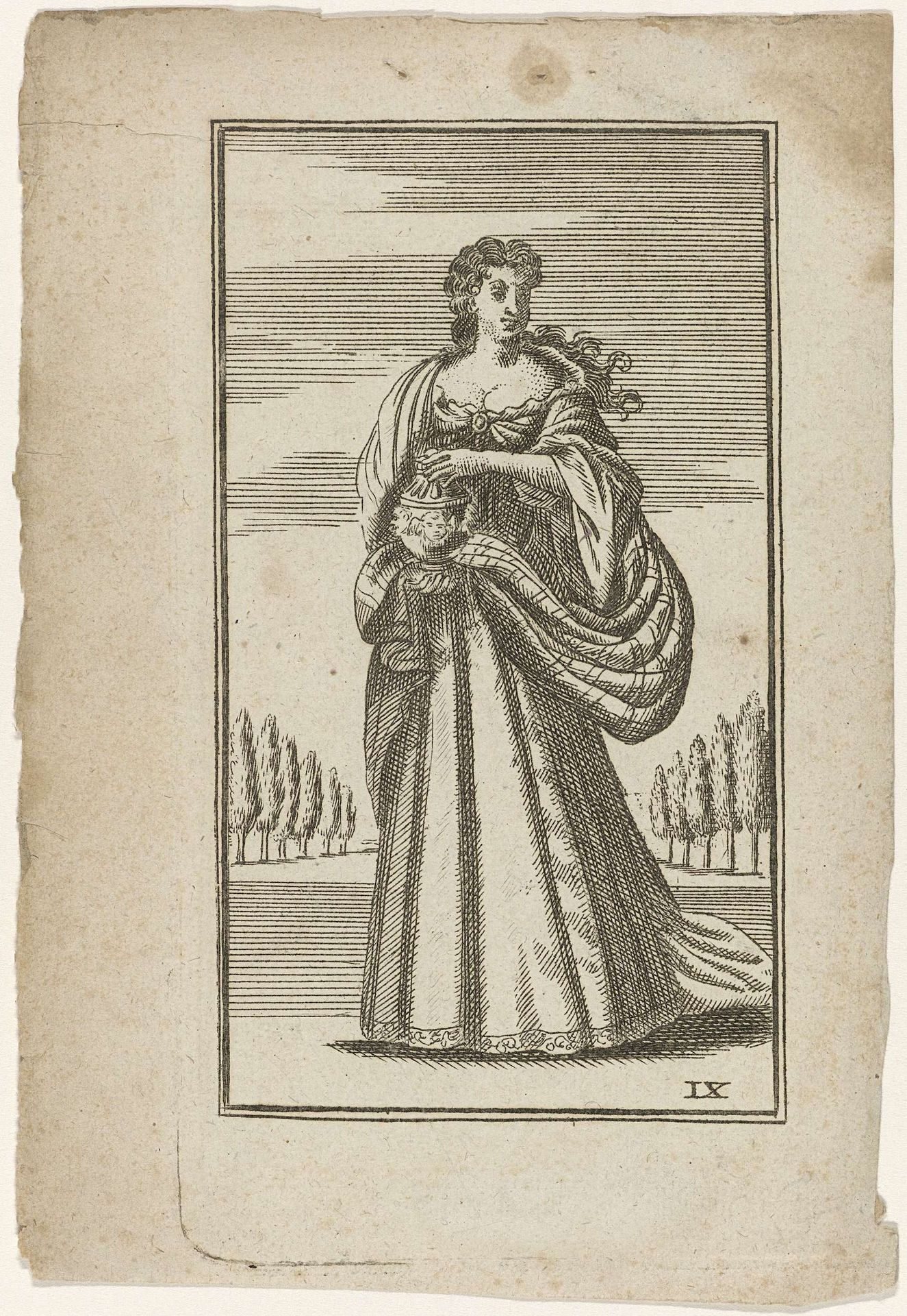 Staande vrouw met vaas in de handen, van voren gezien by Jacobus Harrewijn