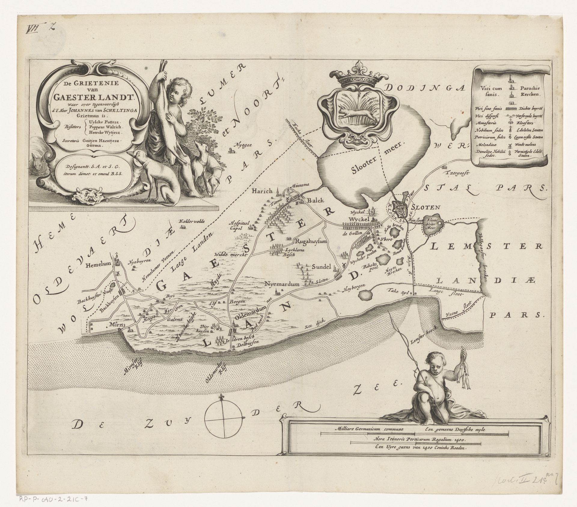Kaart van de grietenij Gaasterland by Jacob van Meurs