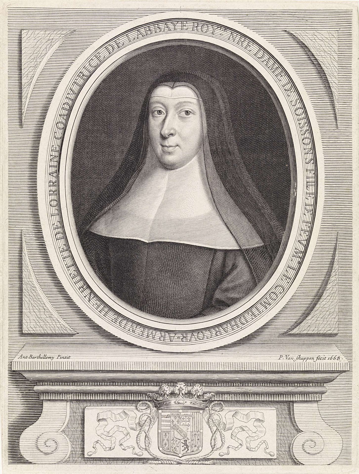Portret van Henriëtte van Lotharingen, prinses van Pfalzburg, als non by Pieter van Schuppen