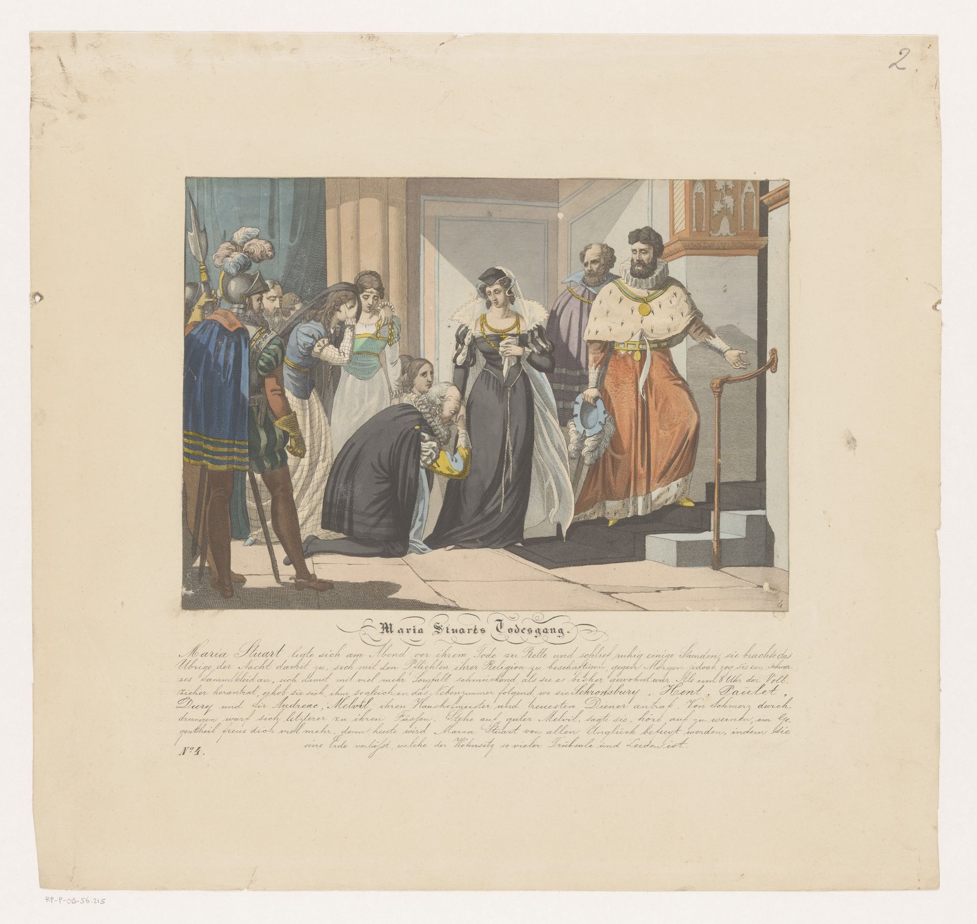 Maria I Stuart op weg naar het schavot by Wolf (graveur)
