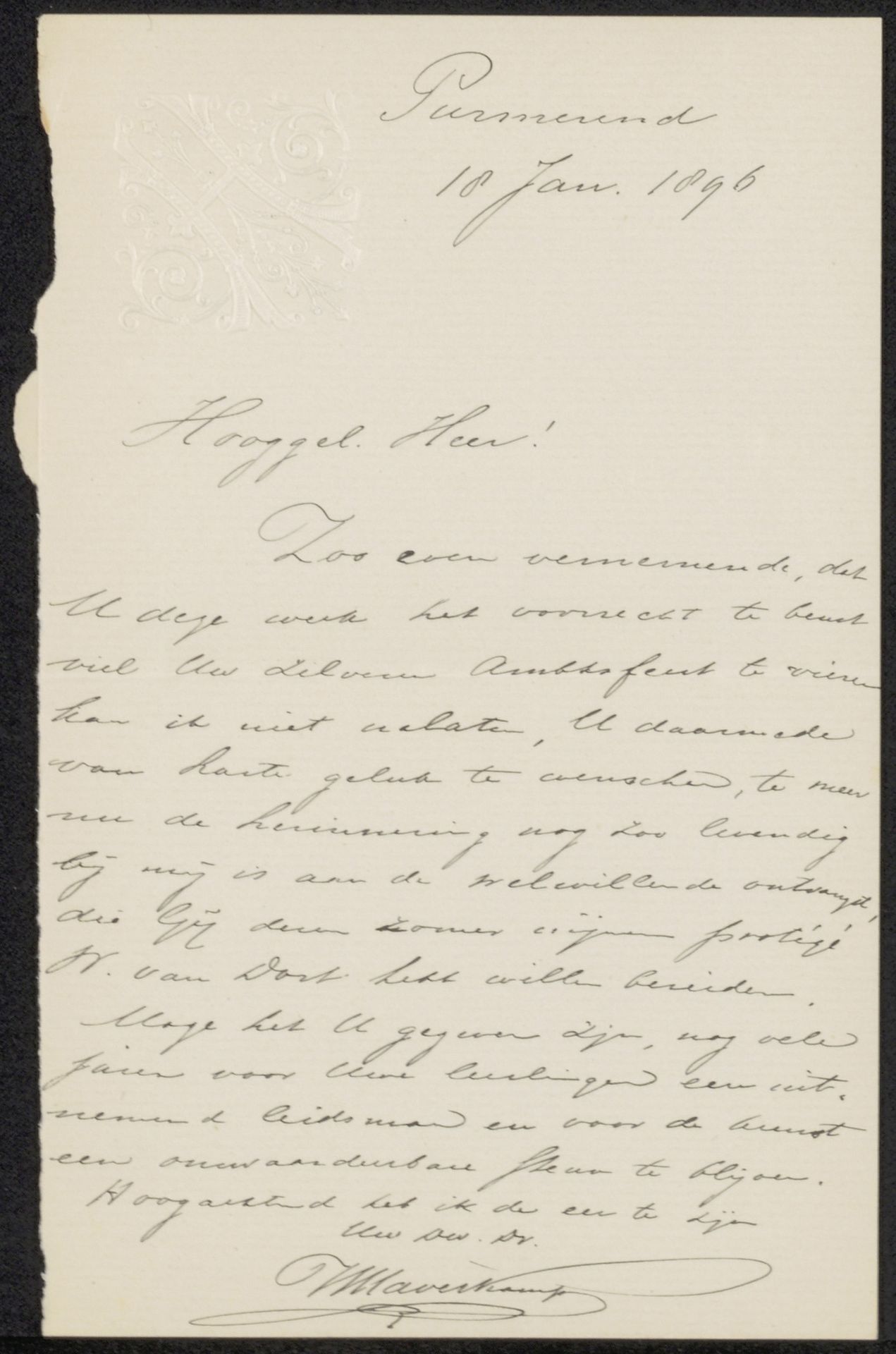 Brief aan August Allebé by H. Haverkamp