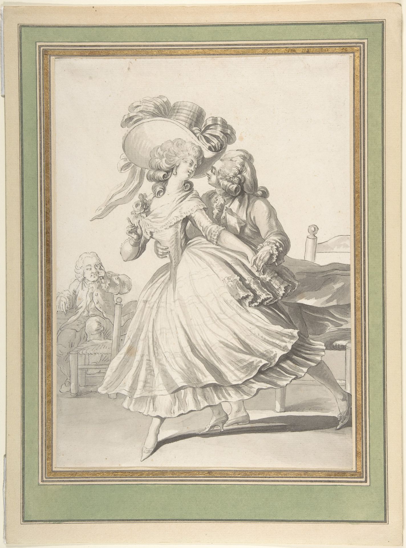 Costume Drawing: Lady and Gentleman Dancing by Louis Binet