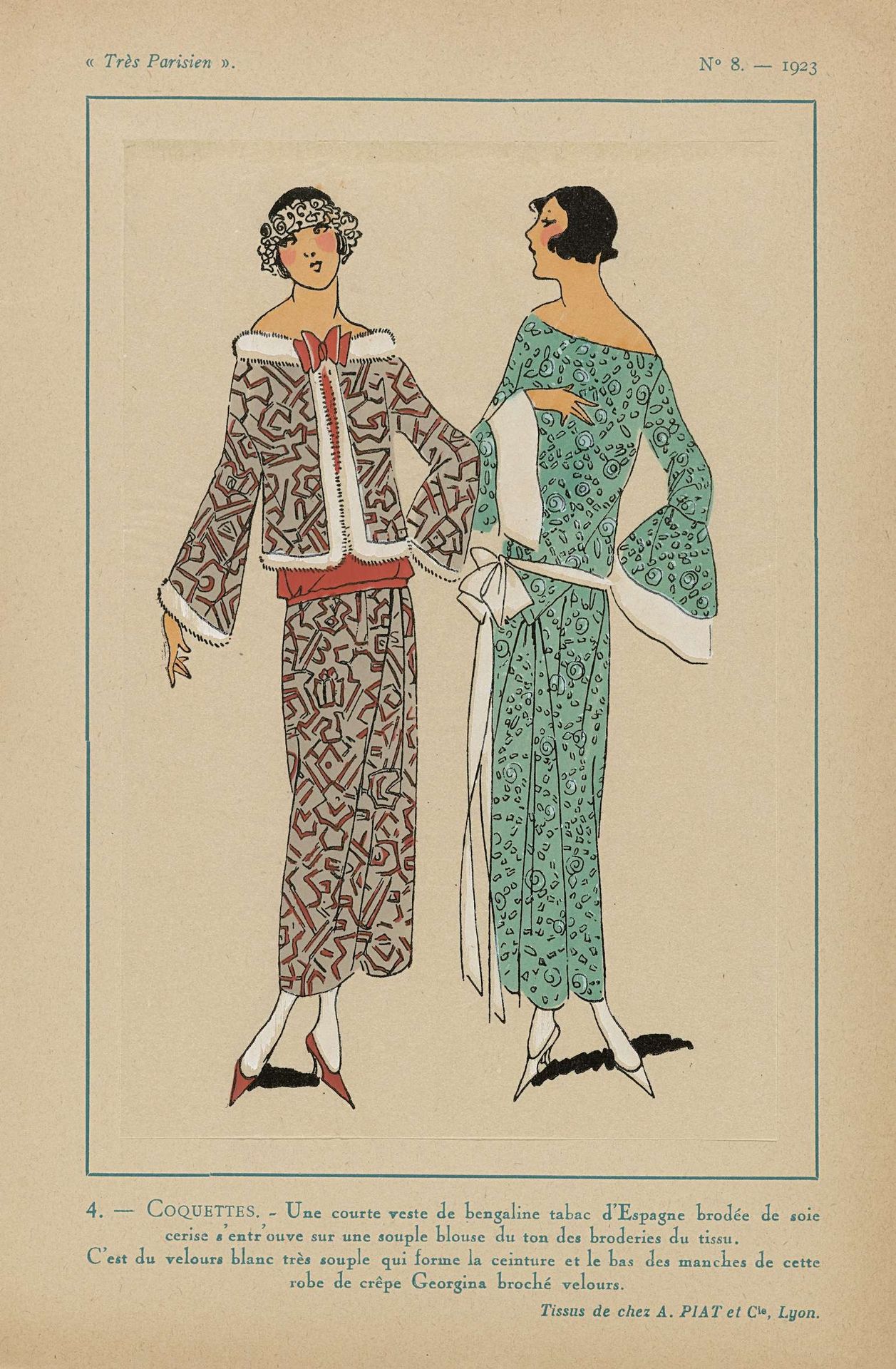 Très Parisien, 1923, No 8: 4. - COQUETTES. / Une courte veste... by Anonymous