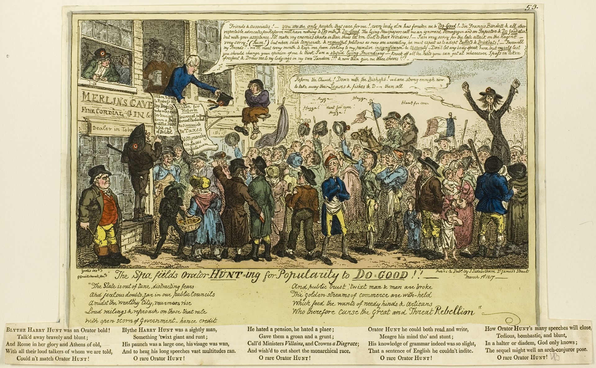 The Spafields Orator Hunt-ing for Popularity to Do-good!!! by George Cruikshank