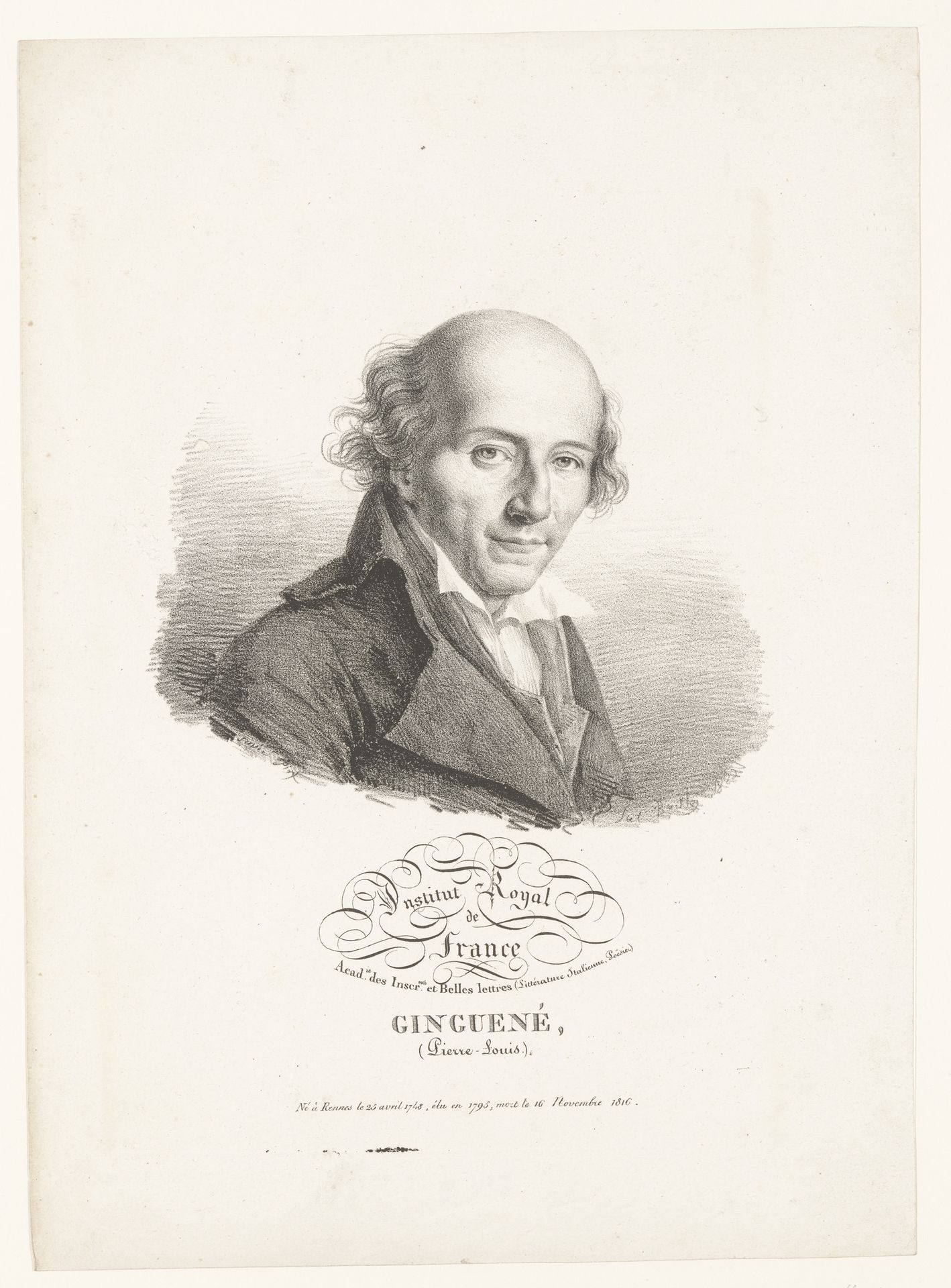 Portret van de schrijver Pierre-Louis Ginguené by Julien-Léopold Boilly