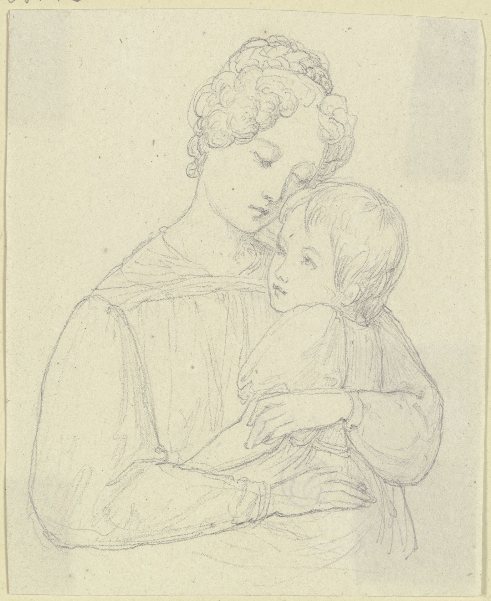 Eine Mutter, ihr Kind umarmend by Marie Ellenrieder
