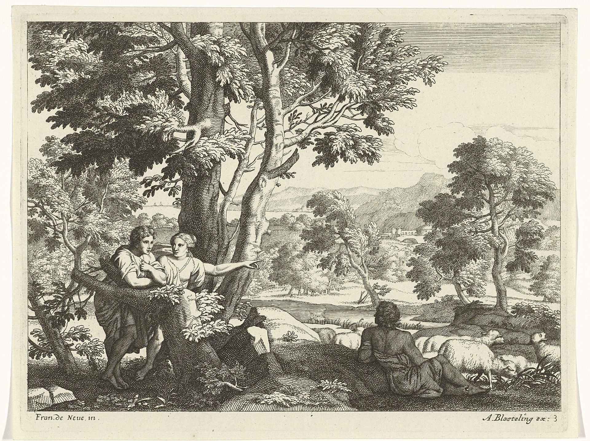Landschap met drie herders by Anonymous