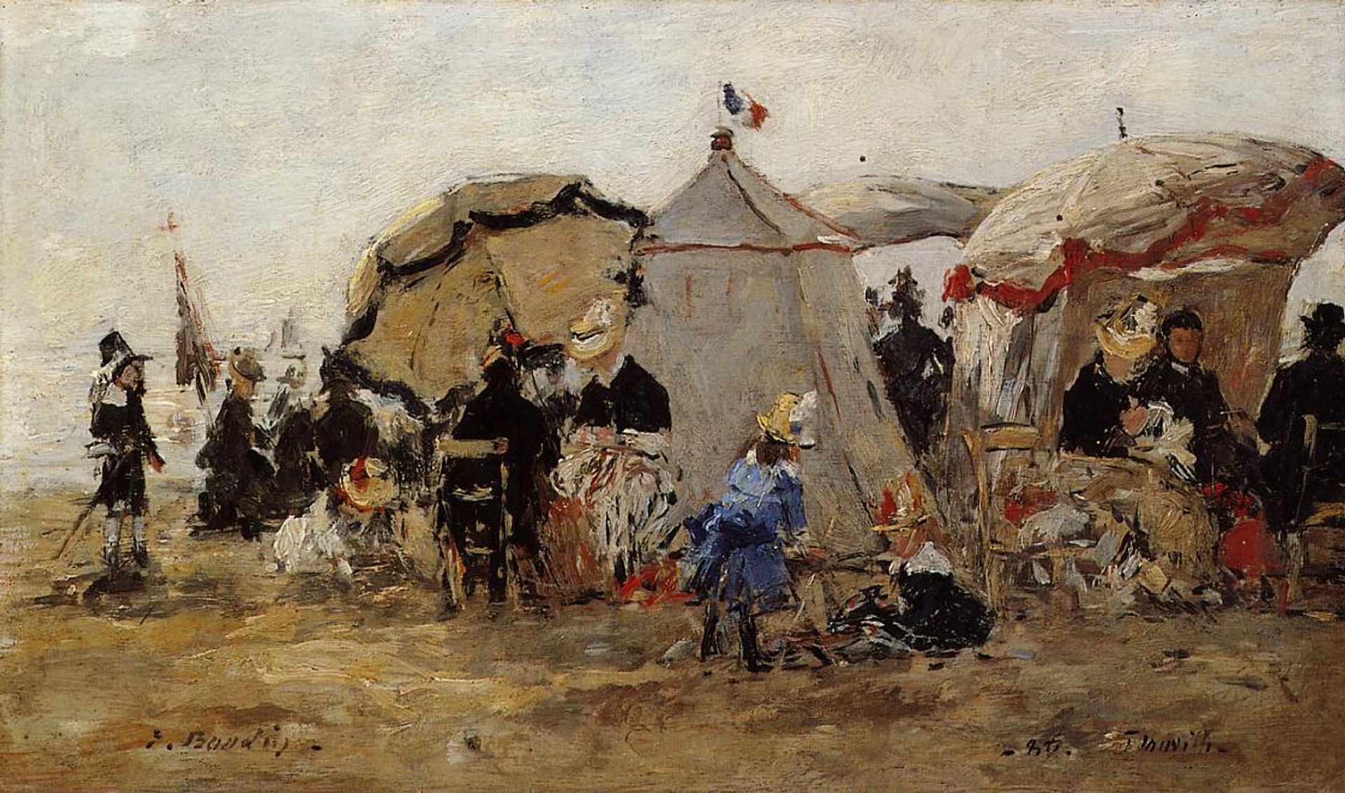 Women Fishing for Shrimp at Kerhor by Eugène Boudin
