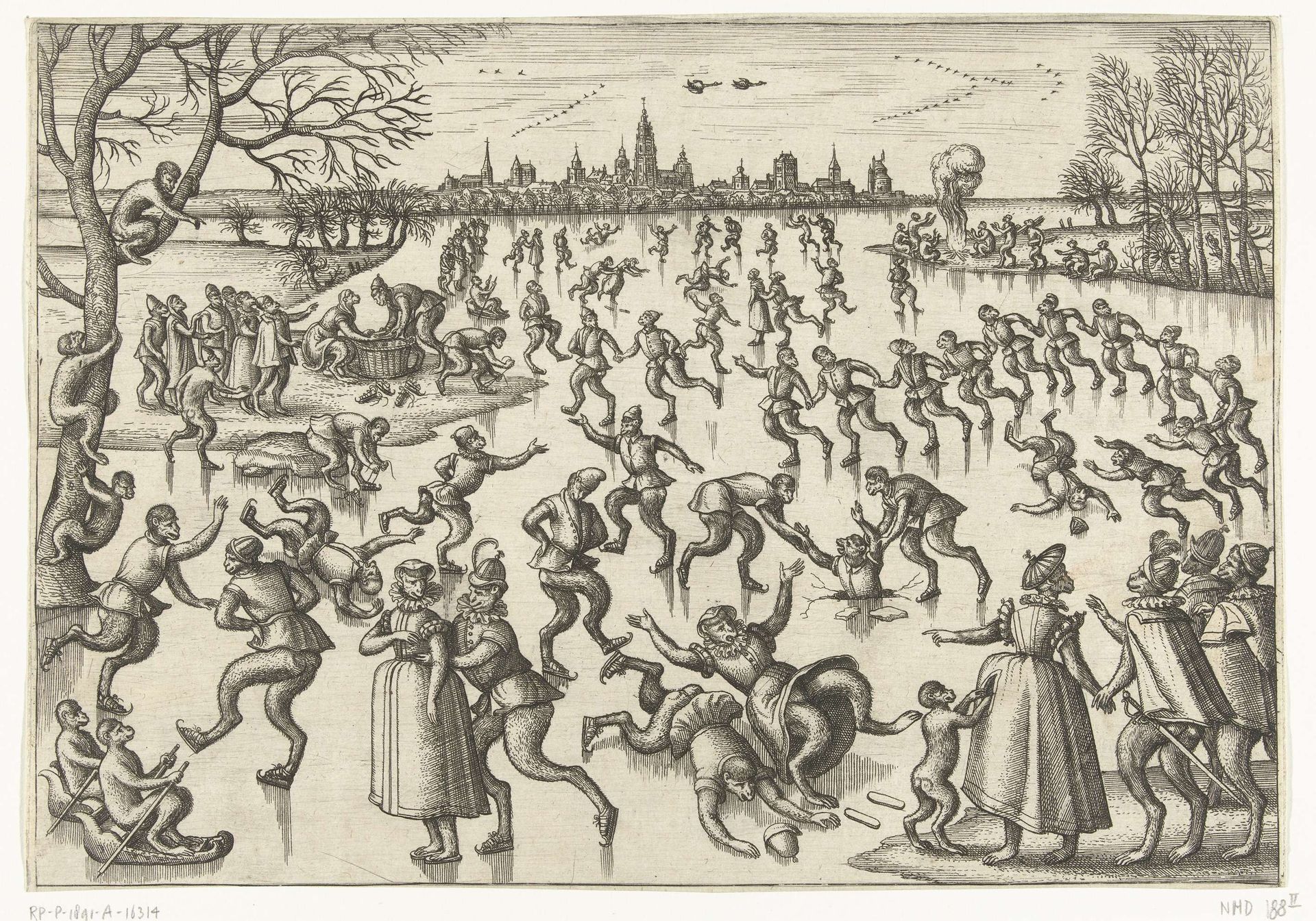 Schaatsenrijden by Pieter van der (I) Borcht