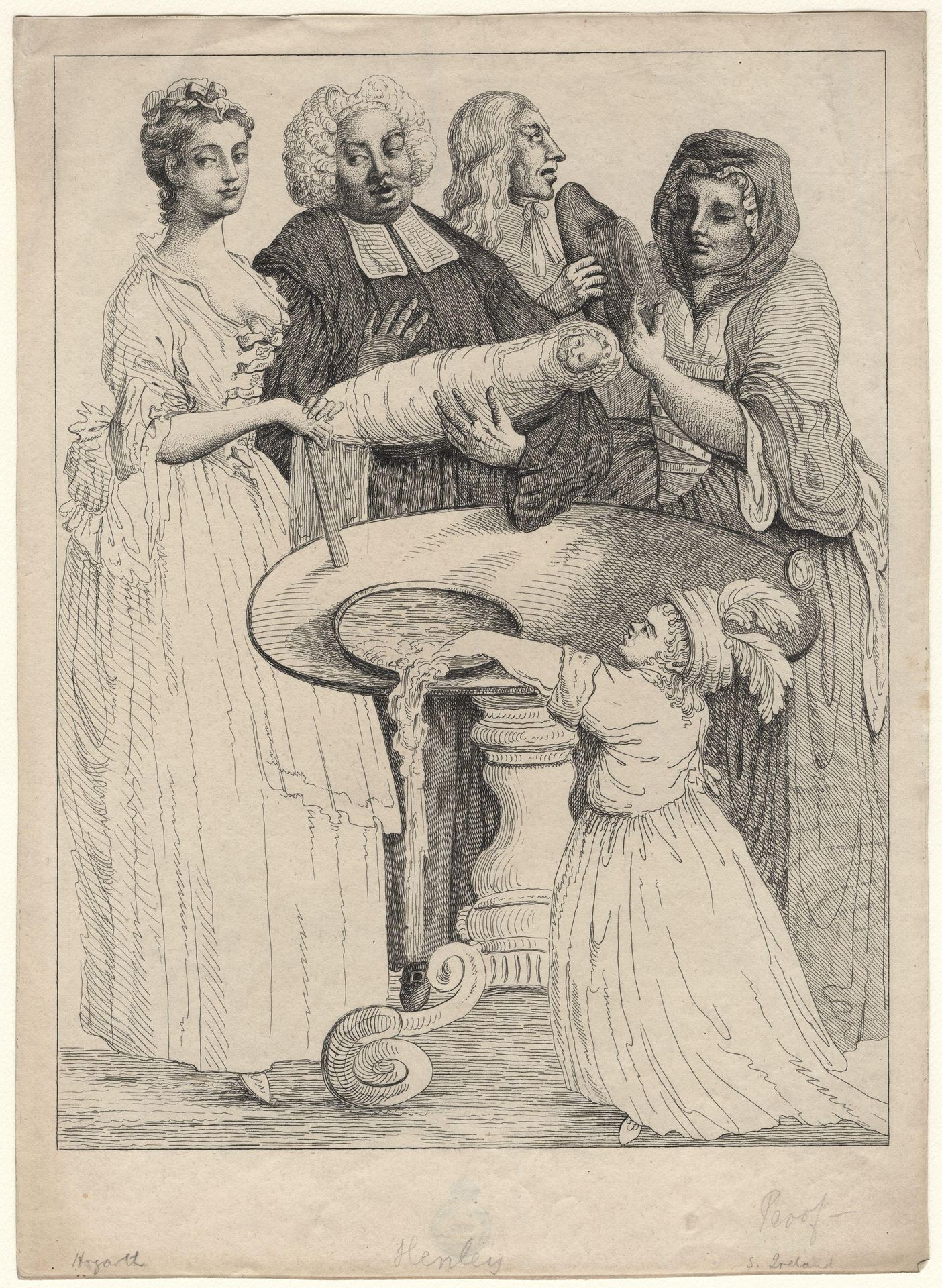 John Henley with five unknown figures by William Hogarth