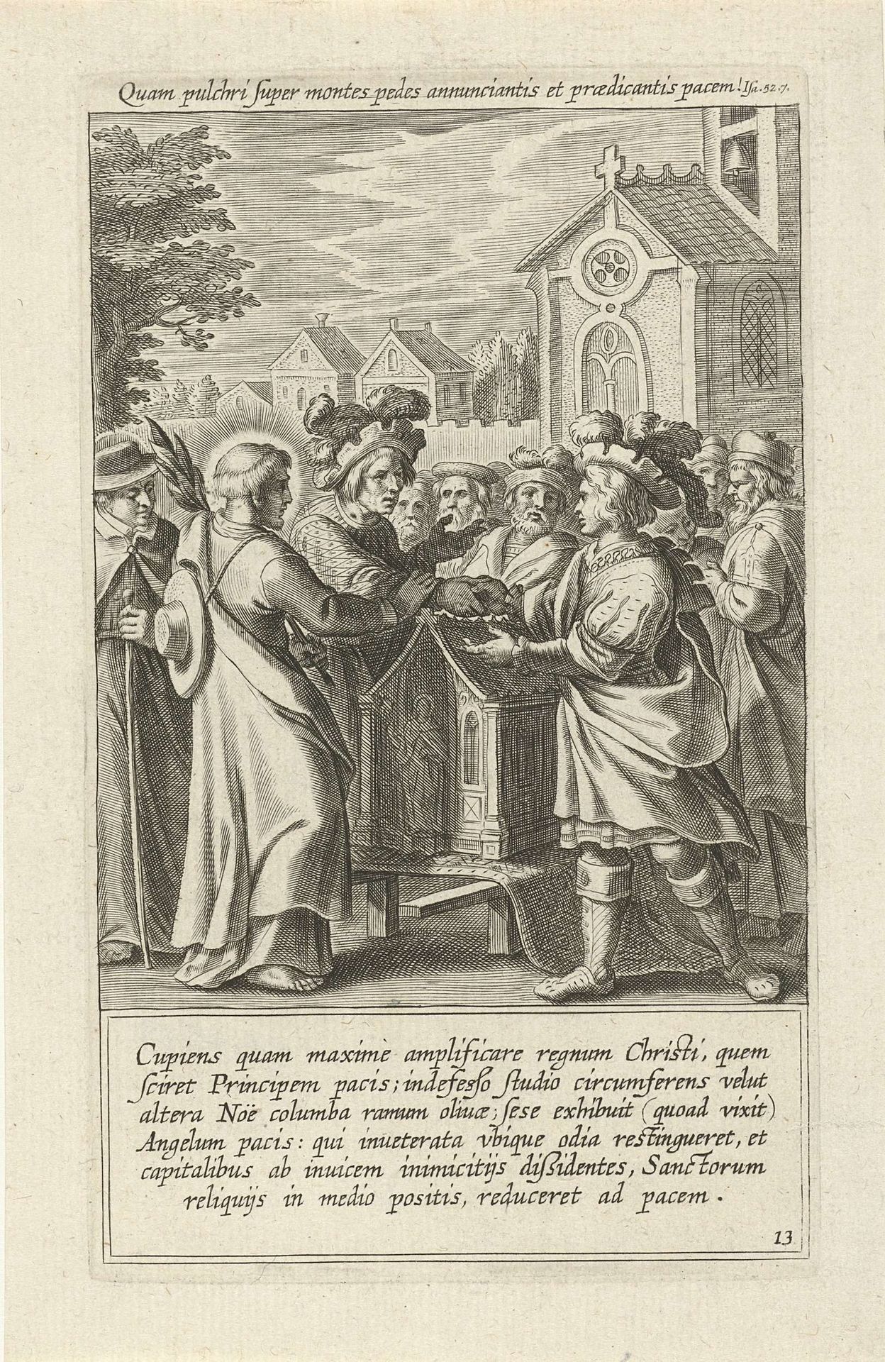 De heilige Norbertus bemiddelt in een ruzie by Cornelis Galle I