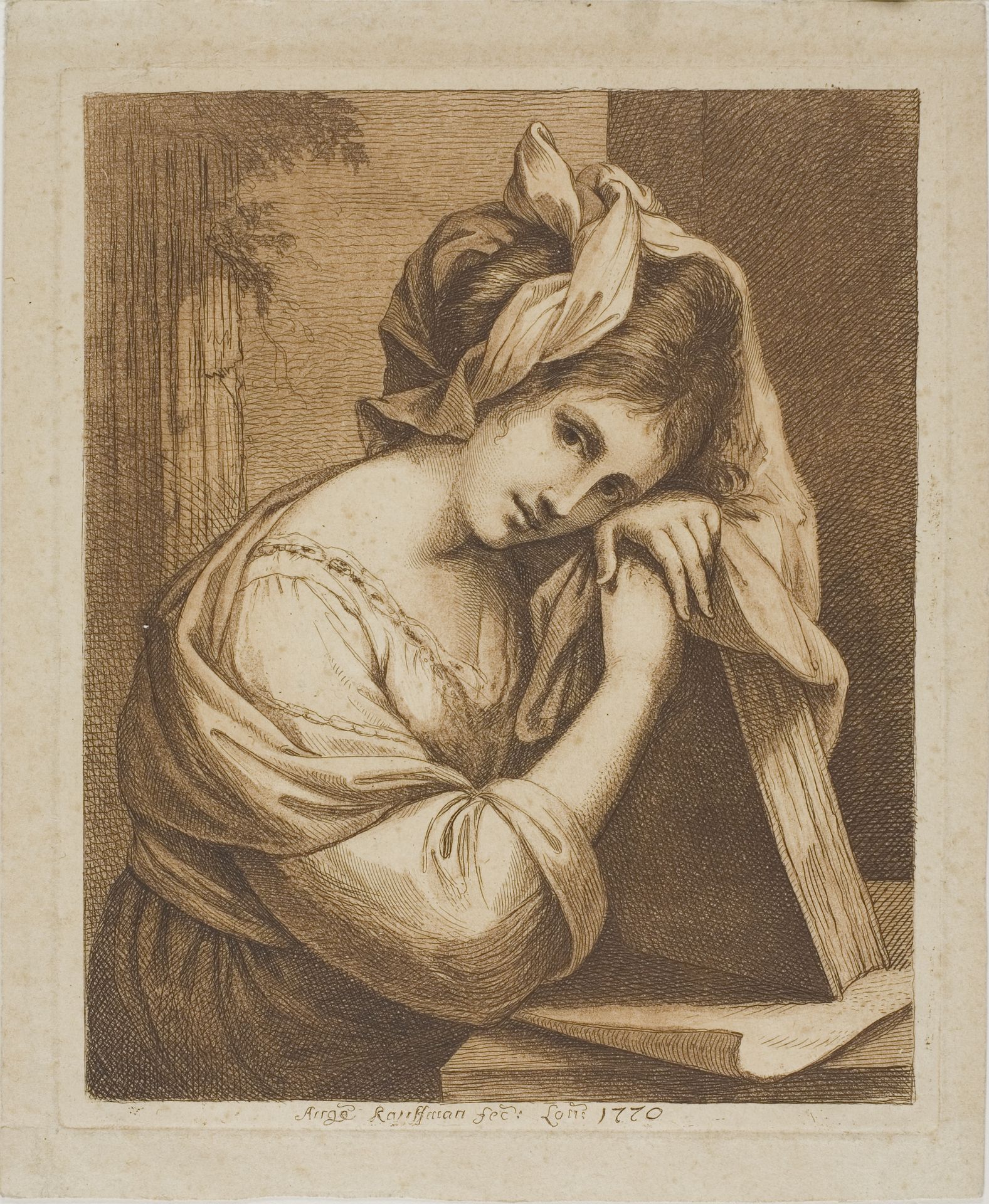 Woman Resting Her Head on a Book by Angelica Kauffmann
