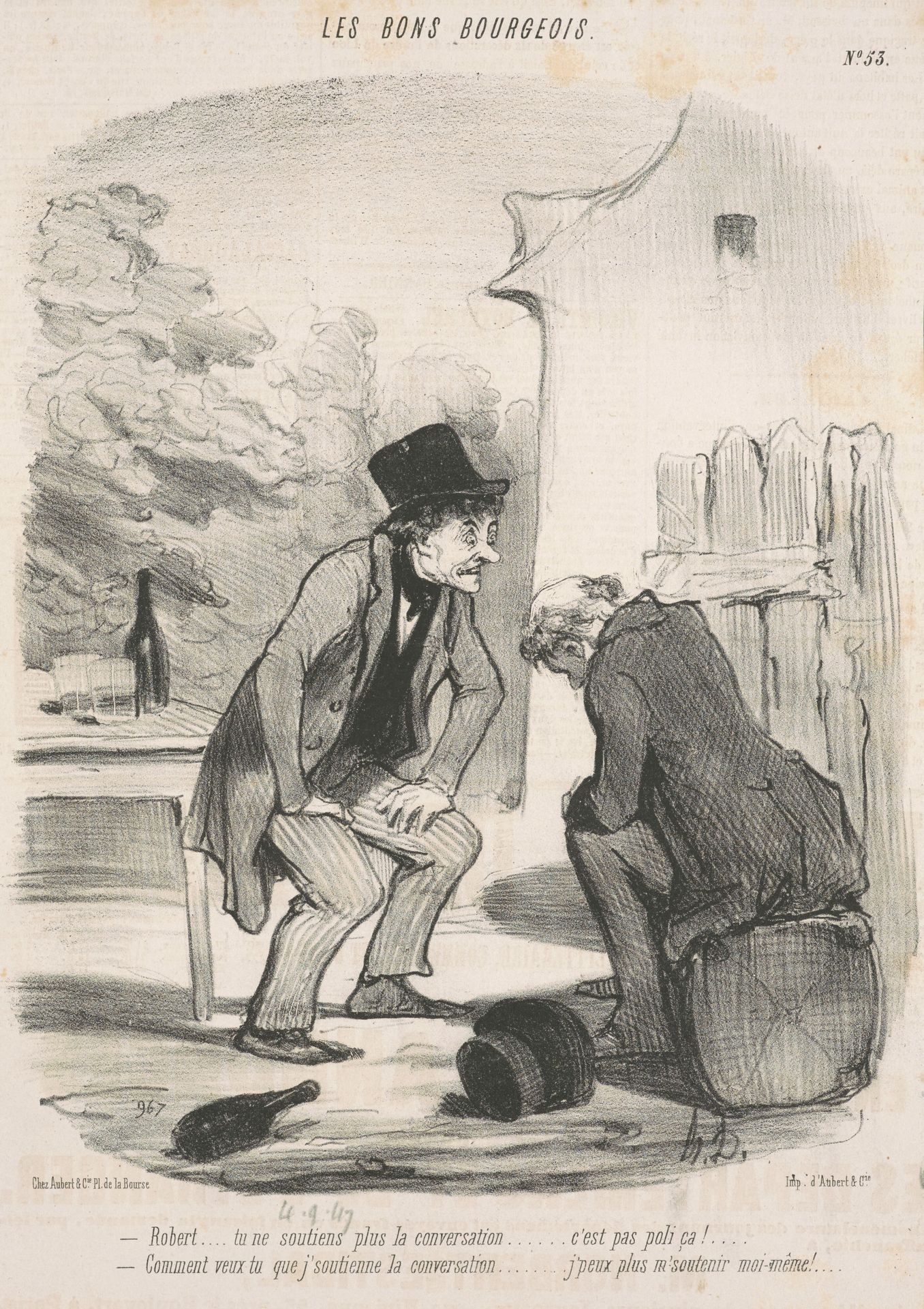 Robert ... tu ne soutiens plus la conversation ... by Honoré Daumier