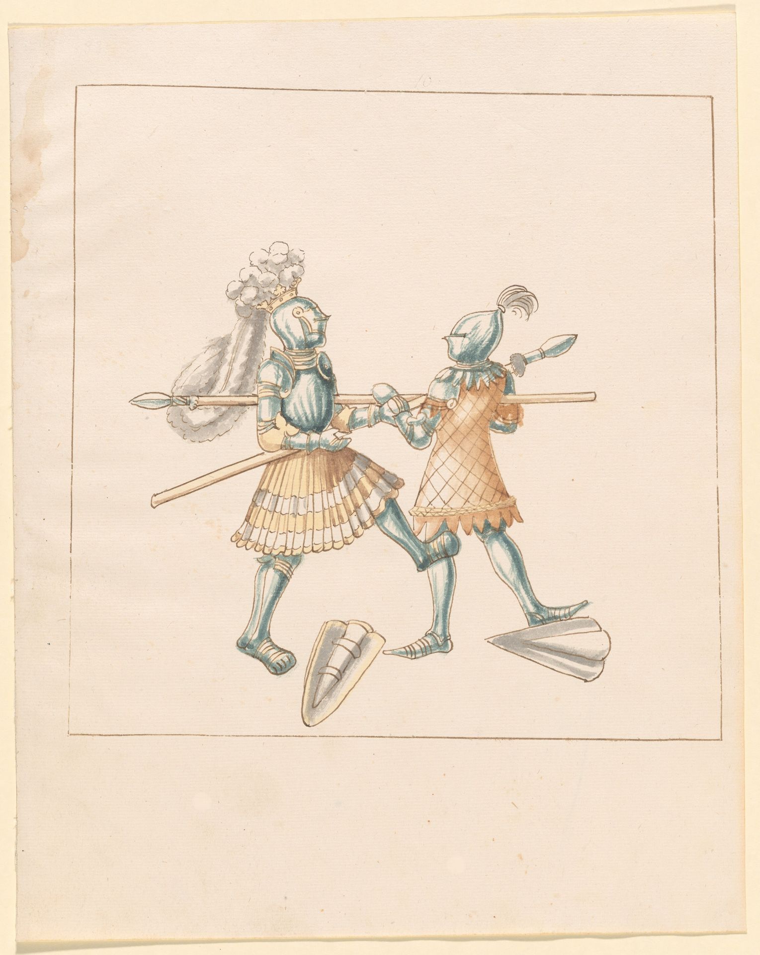 Foot Combat with Spears and Tartsche Shields by Anonymous