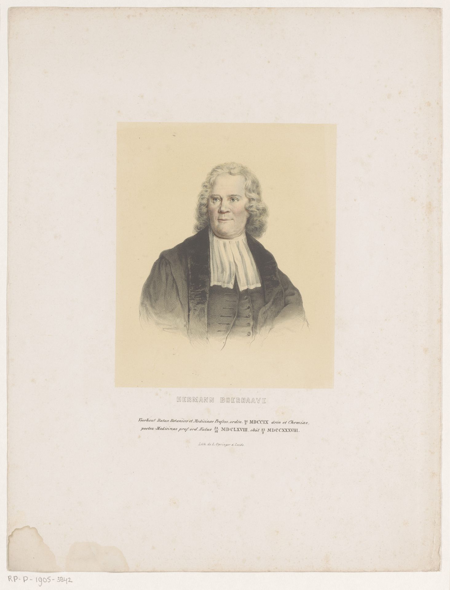 Portret van Hermanus Boerhaave by Leendert (I) Springer
