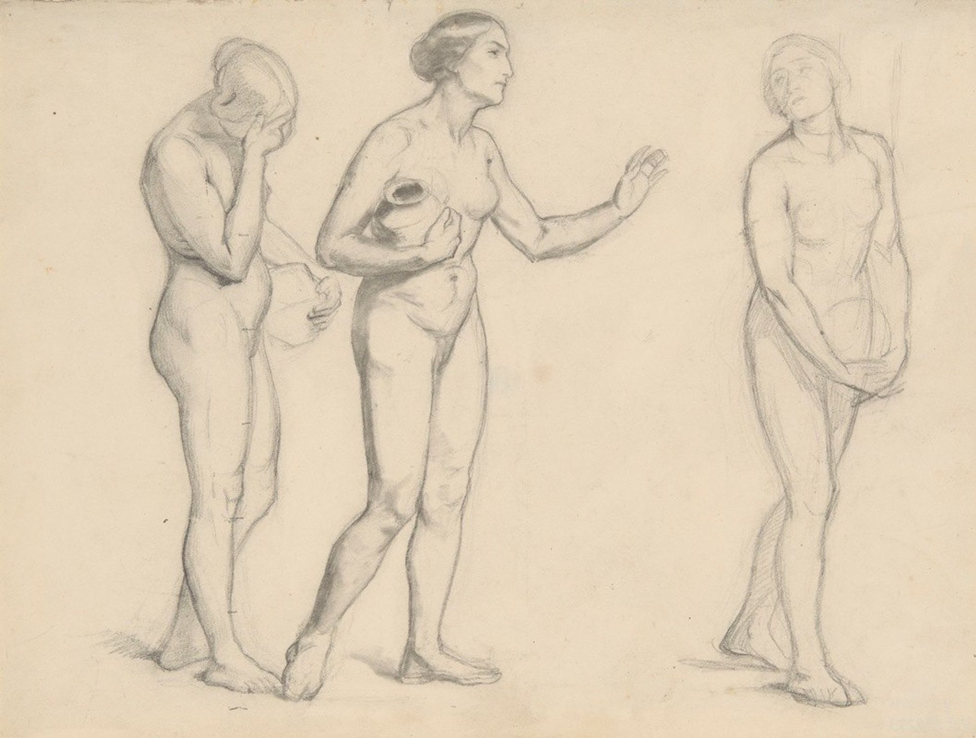 Study of female nudes to figures of three Marys for the painting ‘Three Marys’ by Józef Simmler