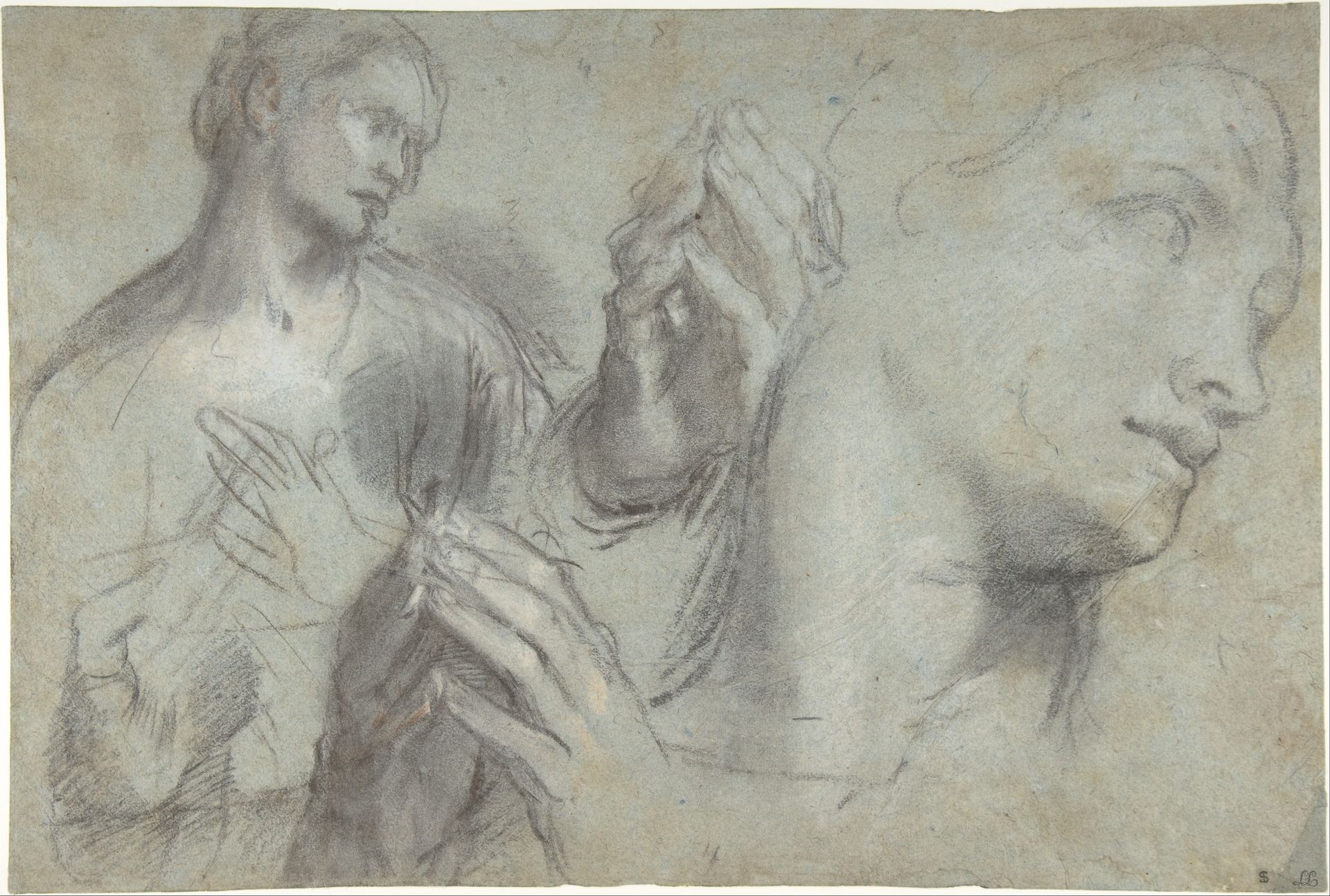 Studies of a Man's Head and of His Hands by Federico Barocci