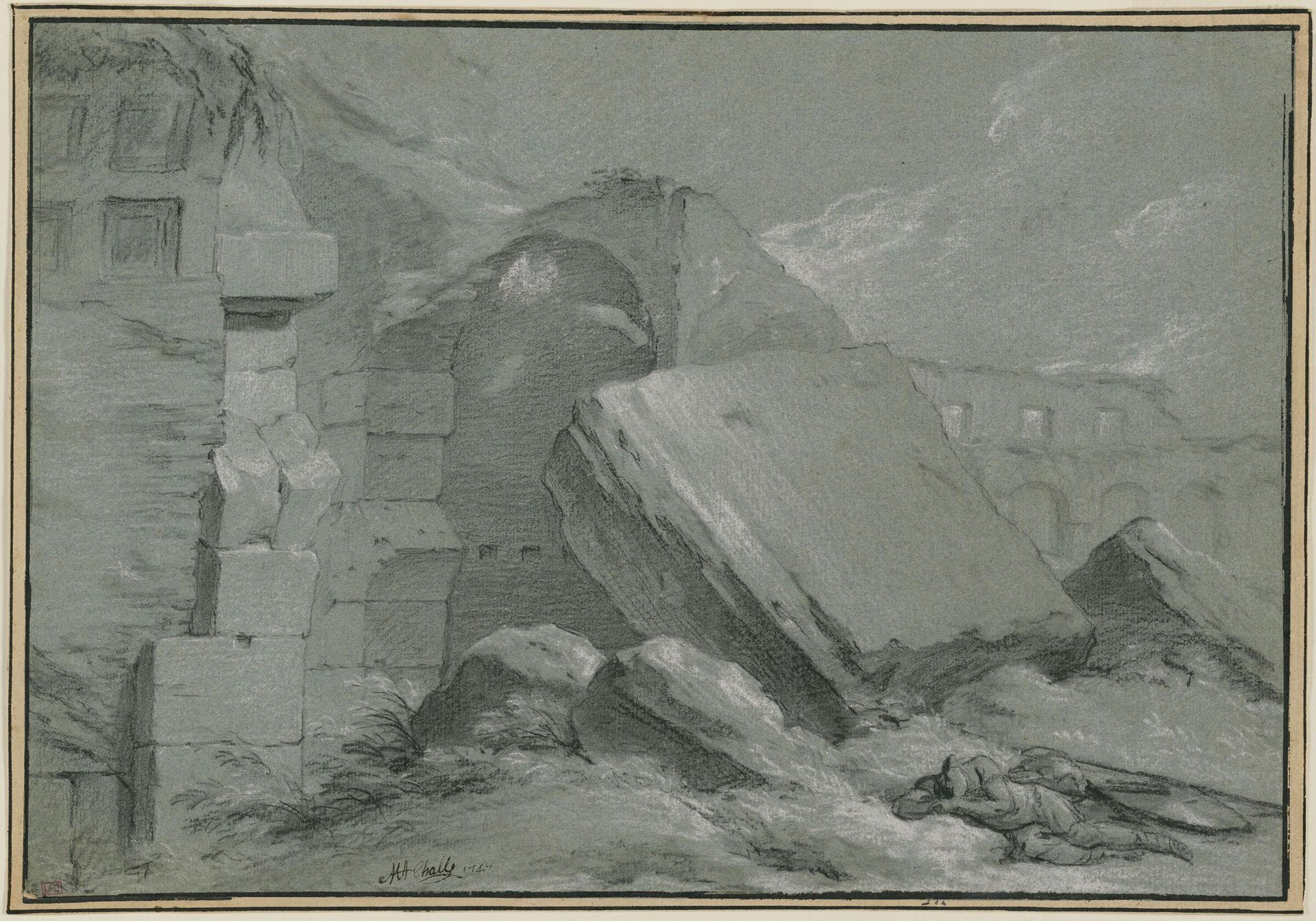 Interior of the Colosseum with a Sleeping Soldier by Charles-Michel-Ange Challes