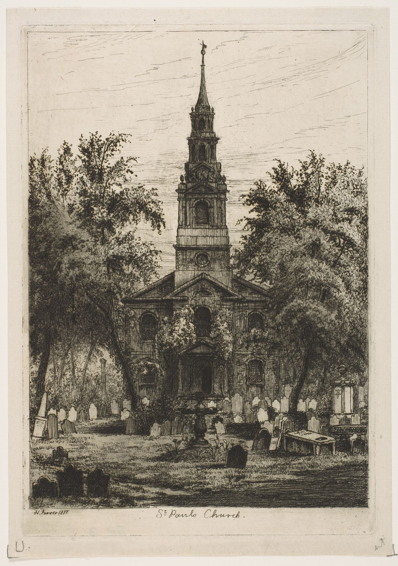 St. Paul's Chapel, New York (from Scenes of Old New York) by Henry Farrer
