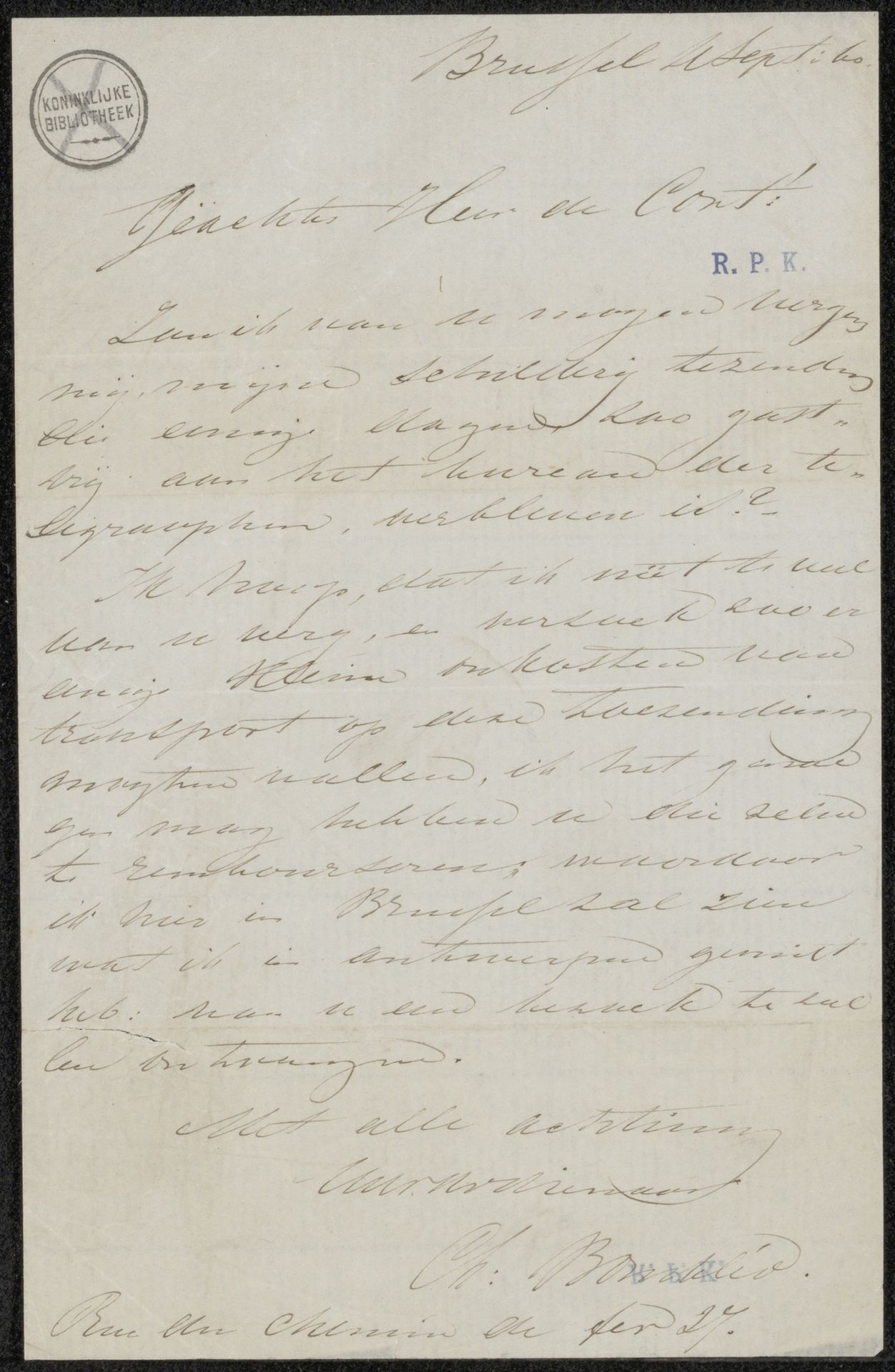 Brief aan de heer de Cort by Karel Frederik Bombled