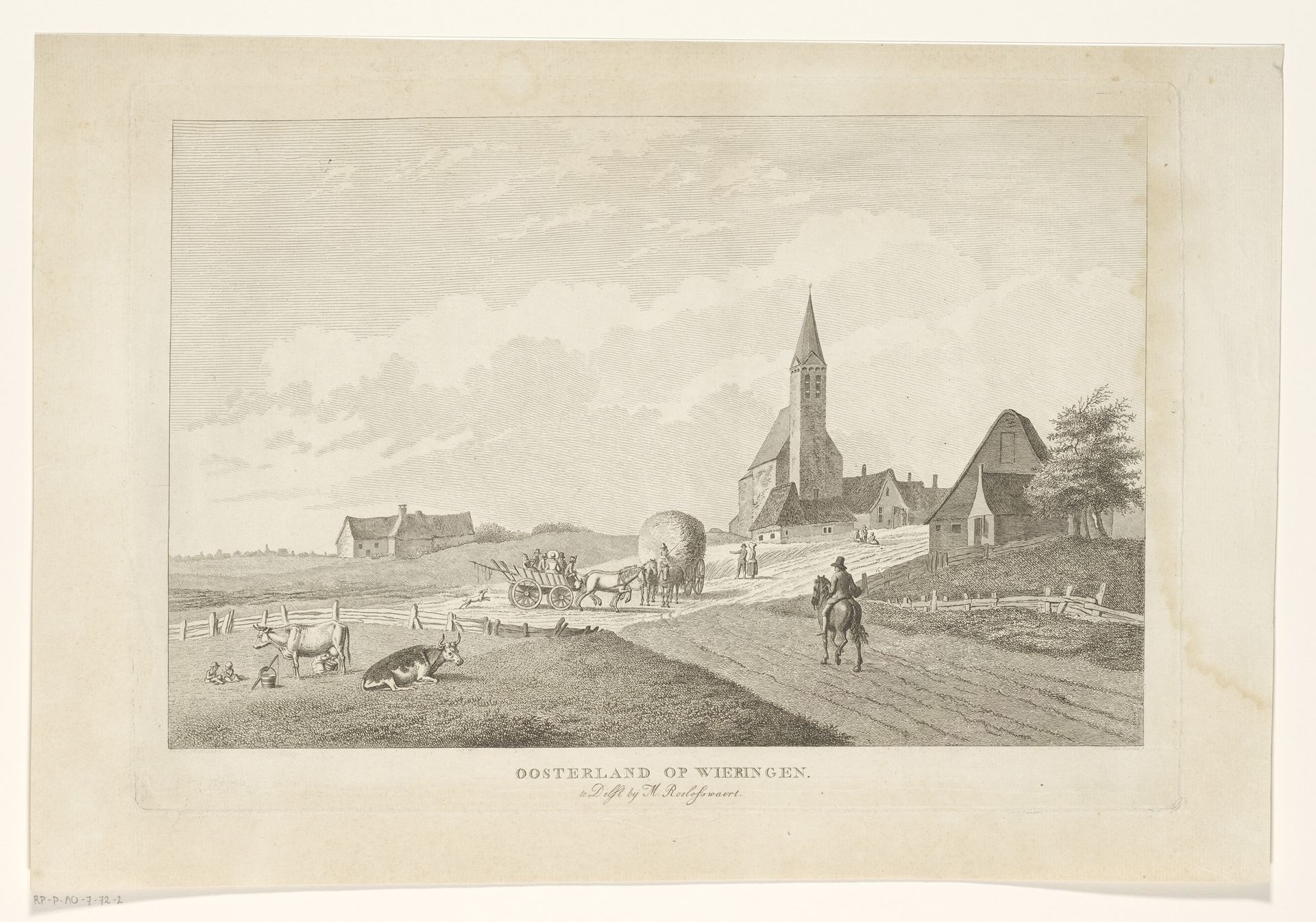 Gezicht op het dorp Oosterland te Wieringen by Theodorus de Roode