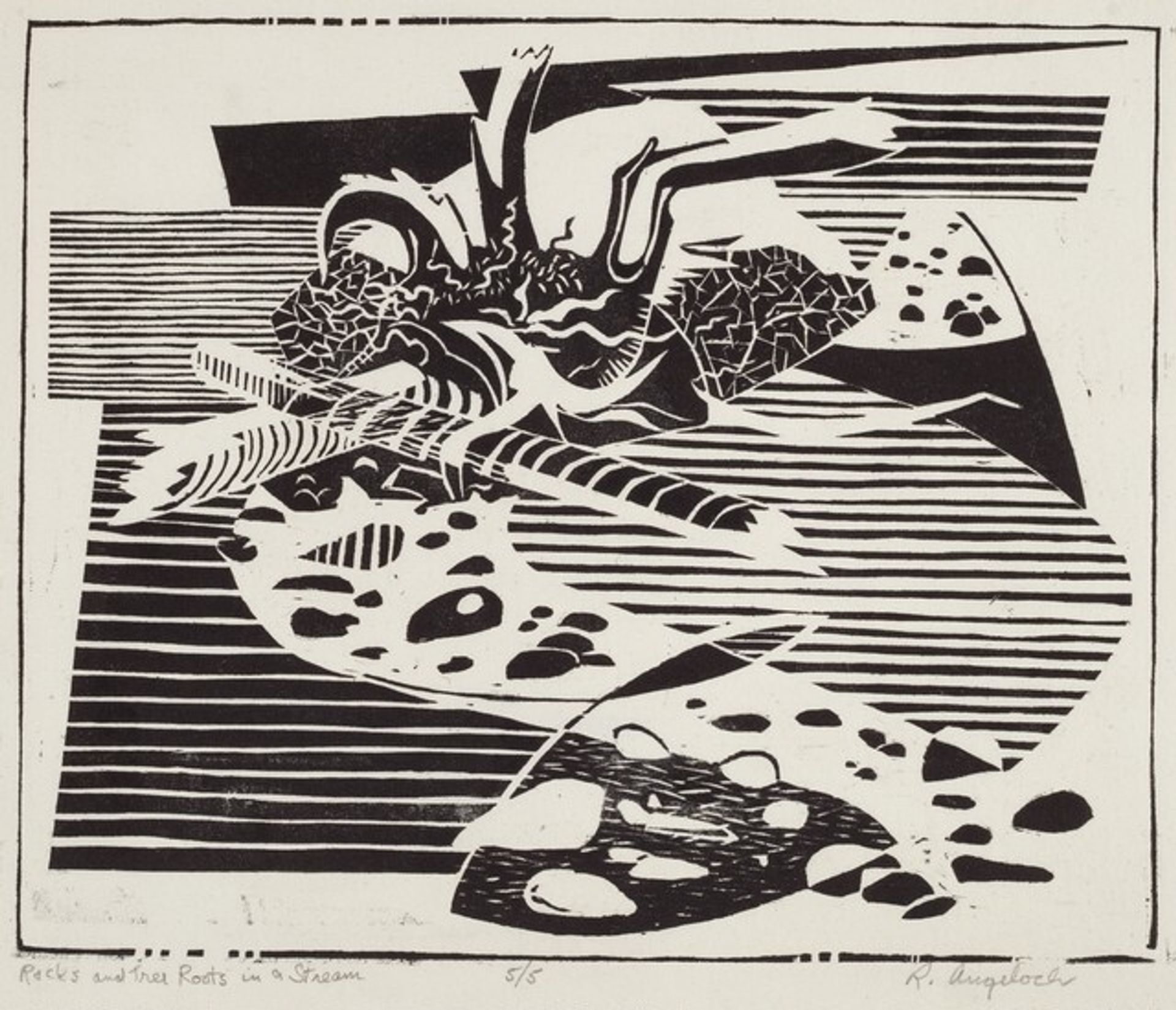 Rocks and Tree Roots in a Stream by Robert Angeloch