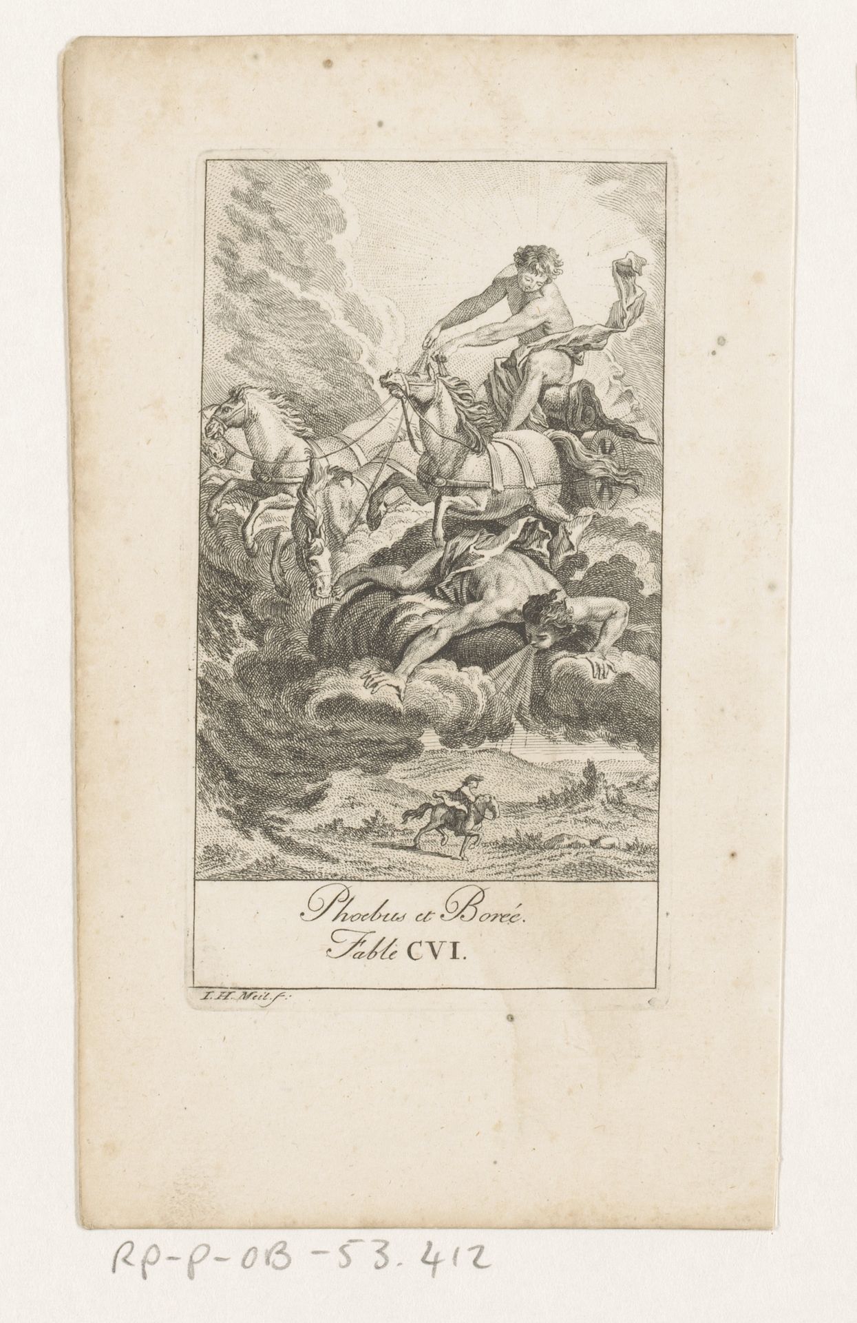 Fabel van Phoebus en Boreas by Johann Heinrich (der Ältere) Meil