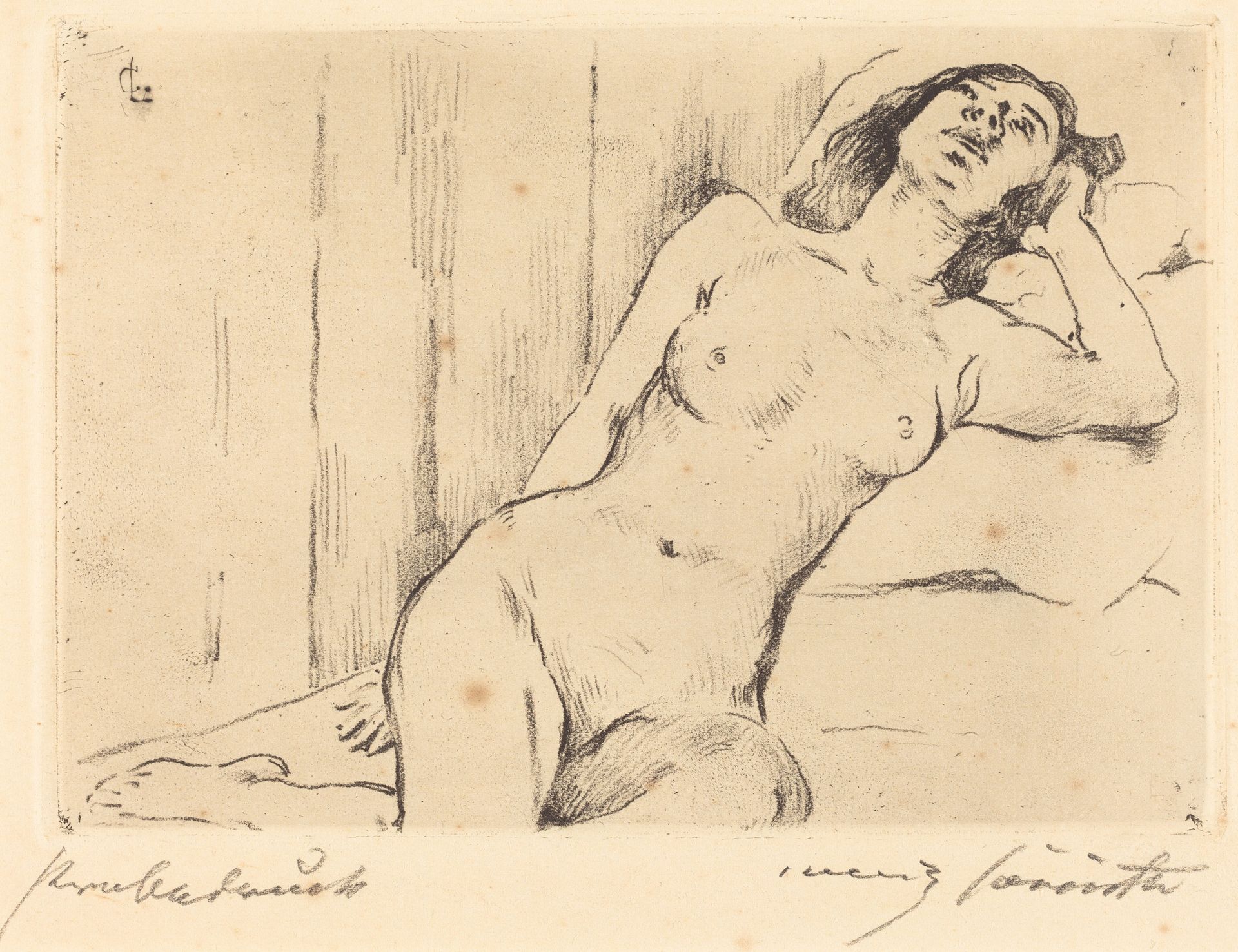Ruhende Dreiviertel Akt (Reclining Female Nude) by Lovis Corinth
