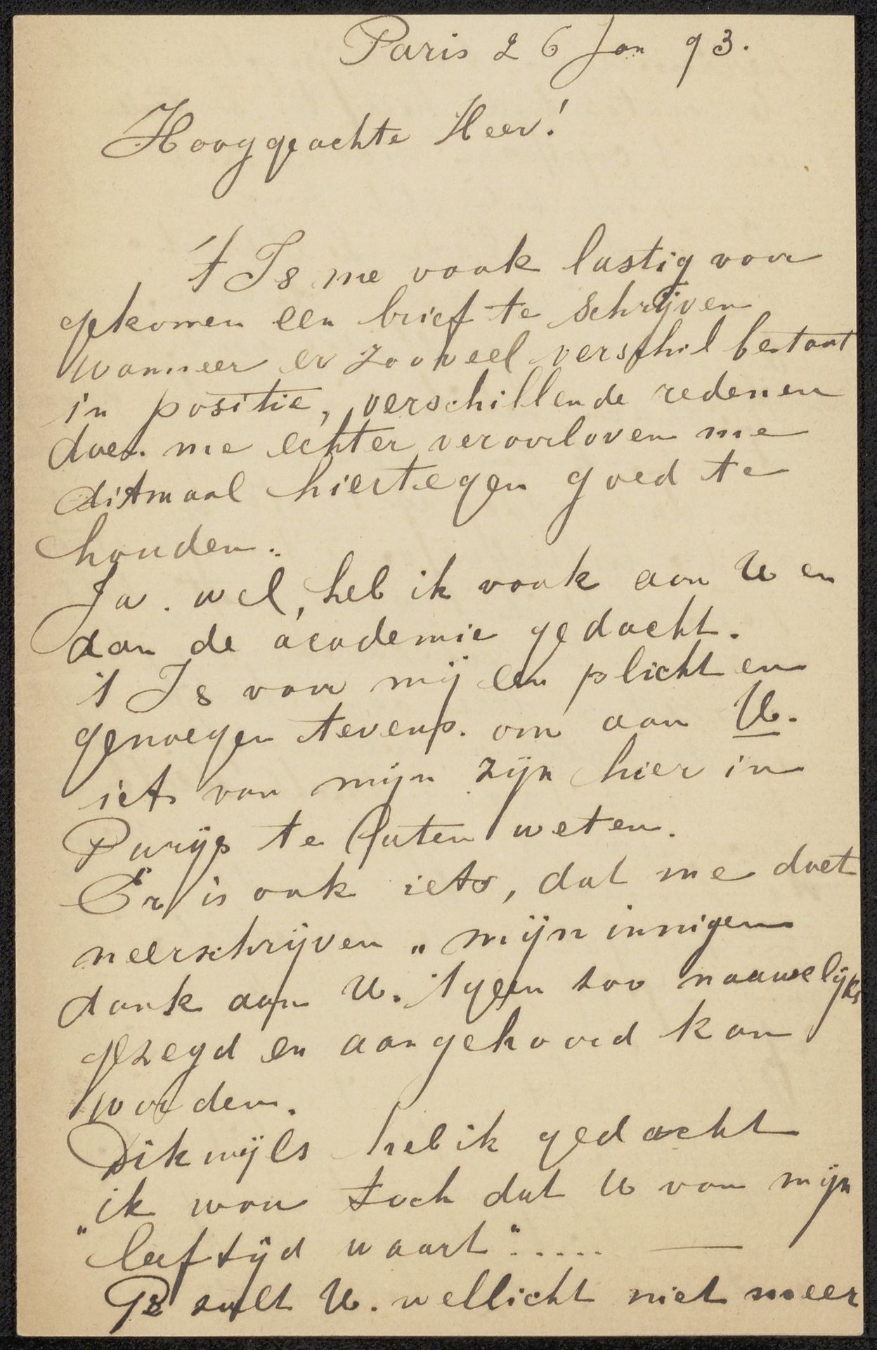 Brief aan August Allebé by Klaas van Leeuwen