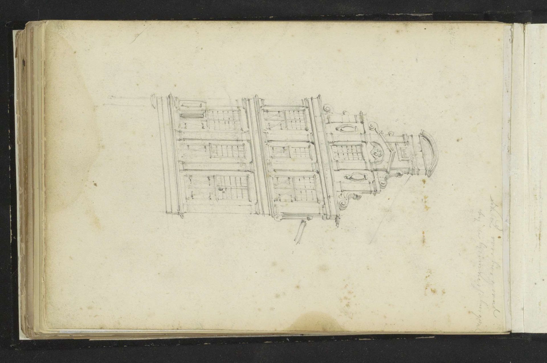 Gezicht op een gebouw aan de Nieuwezijds Voorburgwal te Amsterdam by Cornelis Springer