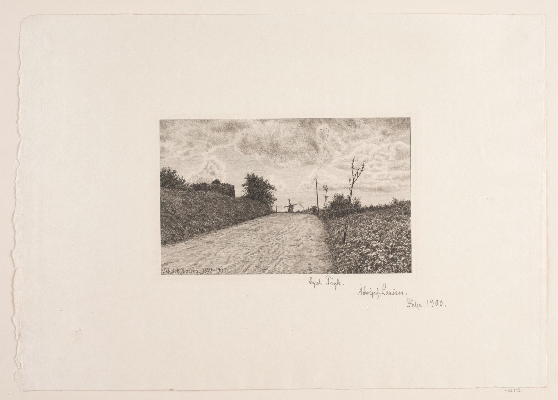 Vej ved Birkerød. Aften by Adolph Larsen