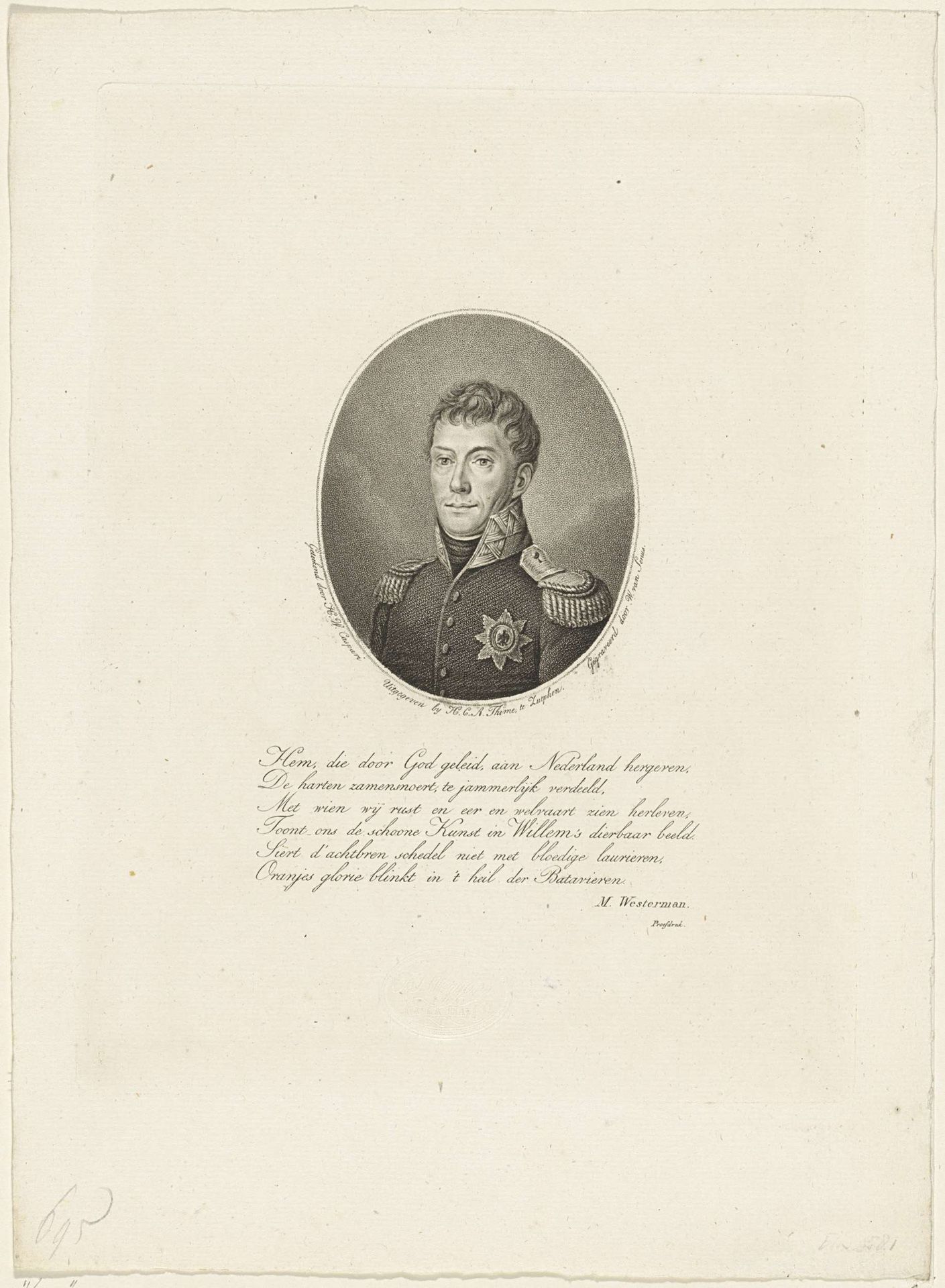 Portret van Willem I Frederik, koning der Nederlanden by Willem van Senus
