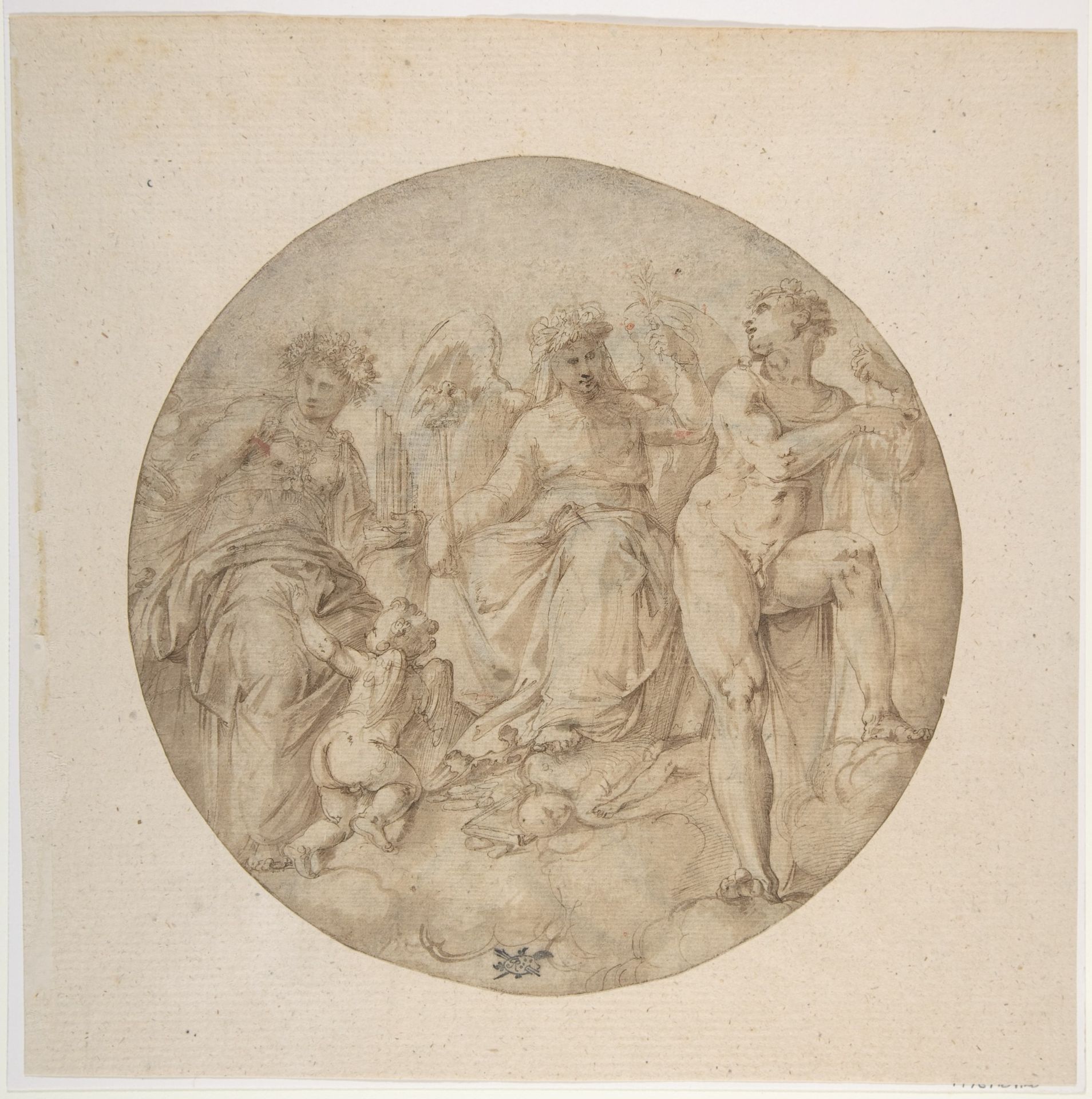 Three Allegorical Figures in a Roundel by Battista Franco