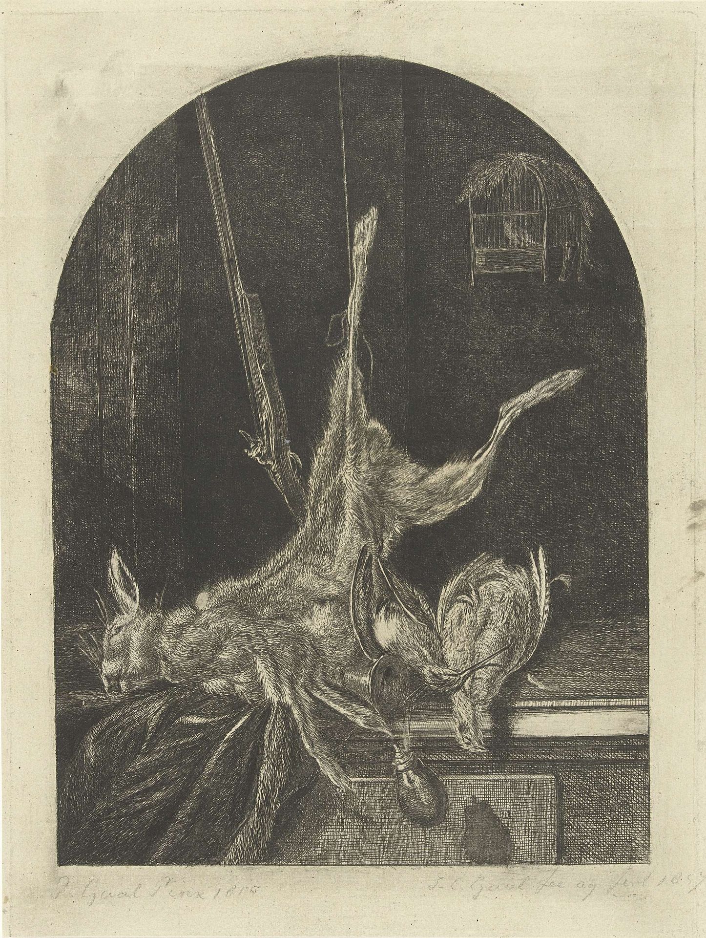 Stilleven met dode haas by Jacobus Cornelis Gaal