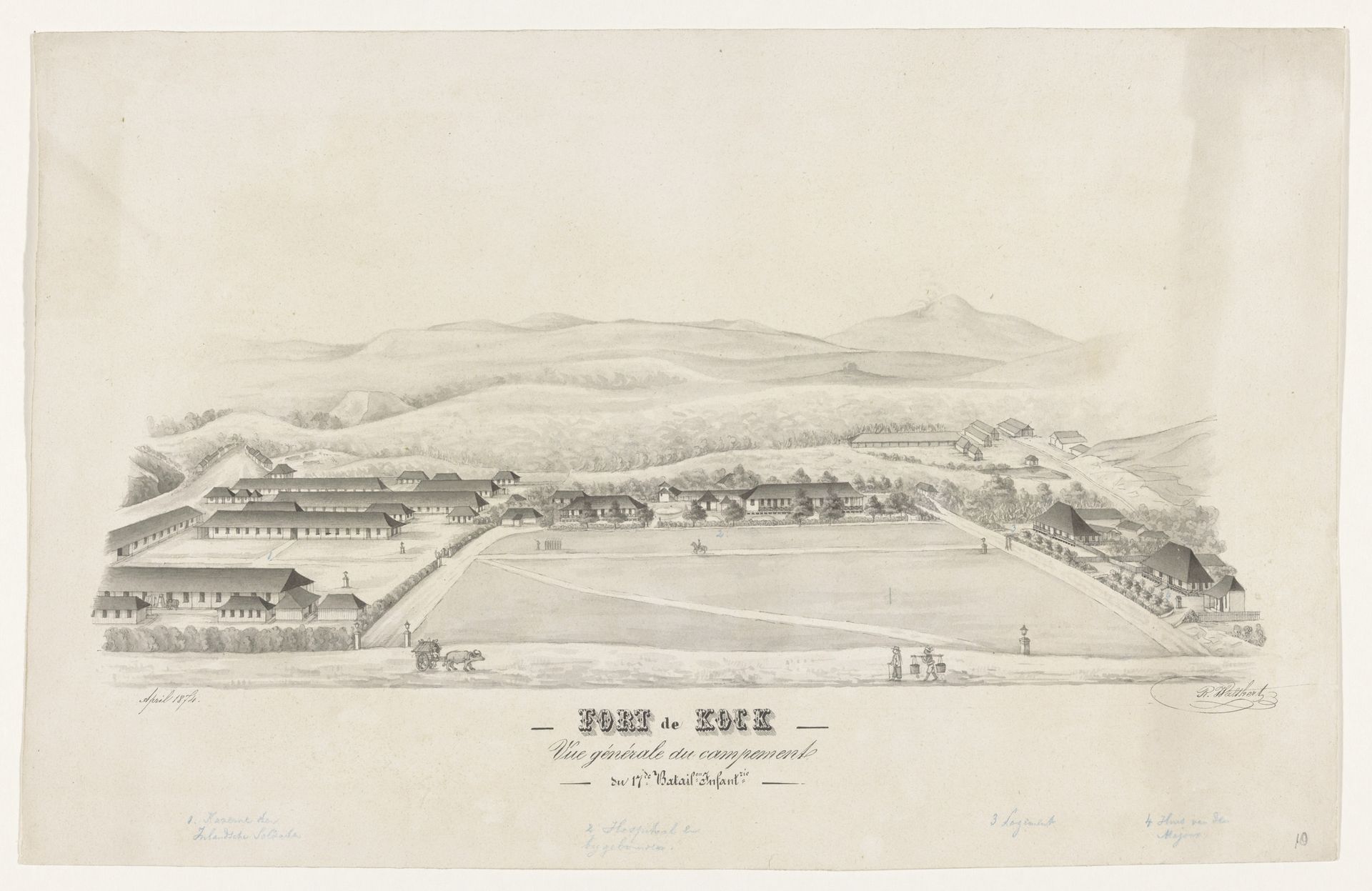 Gezicht op Fort de Kock by R. Walthert