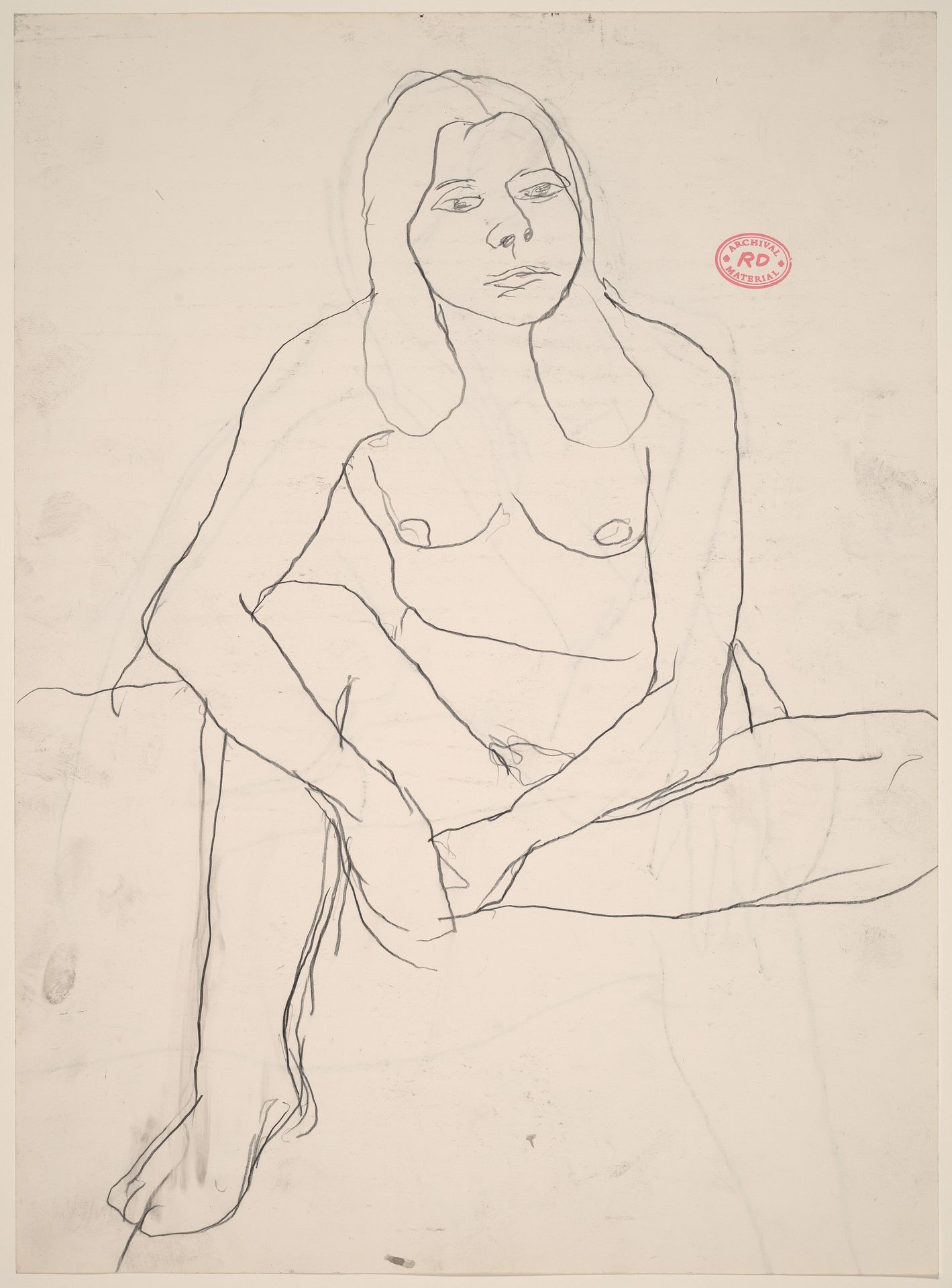 Untitled [seated female nude with clasped hands] [recto/verso] by Richard Diebenkorn