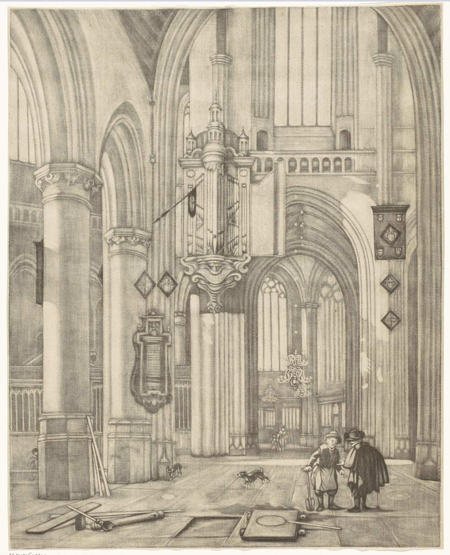 Interieur van een protestantse gotische kerk by Johannes de (II) Groot