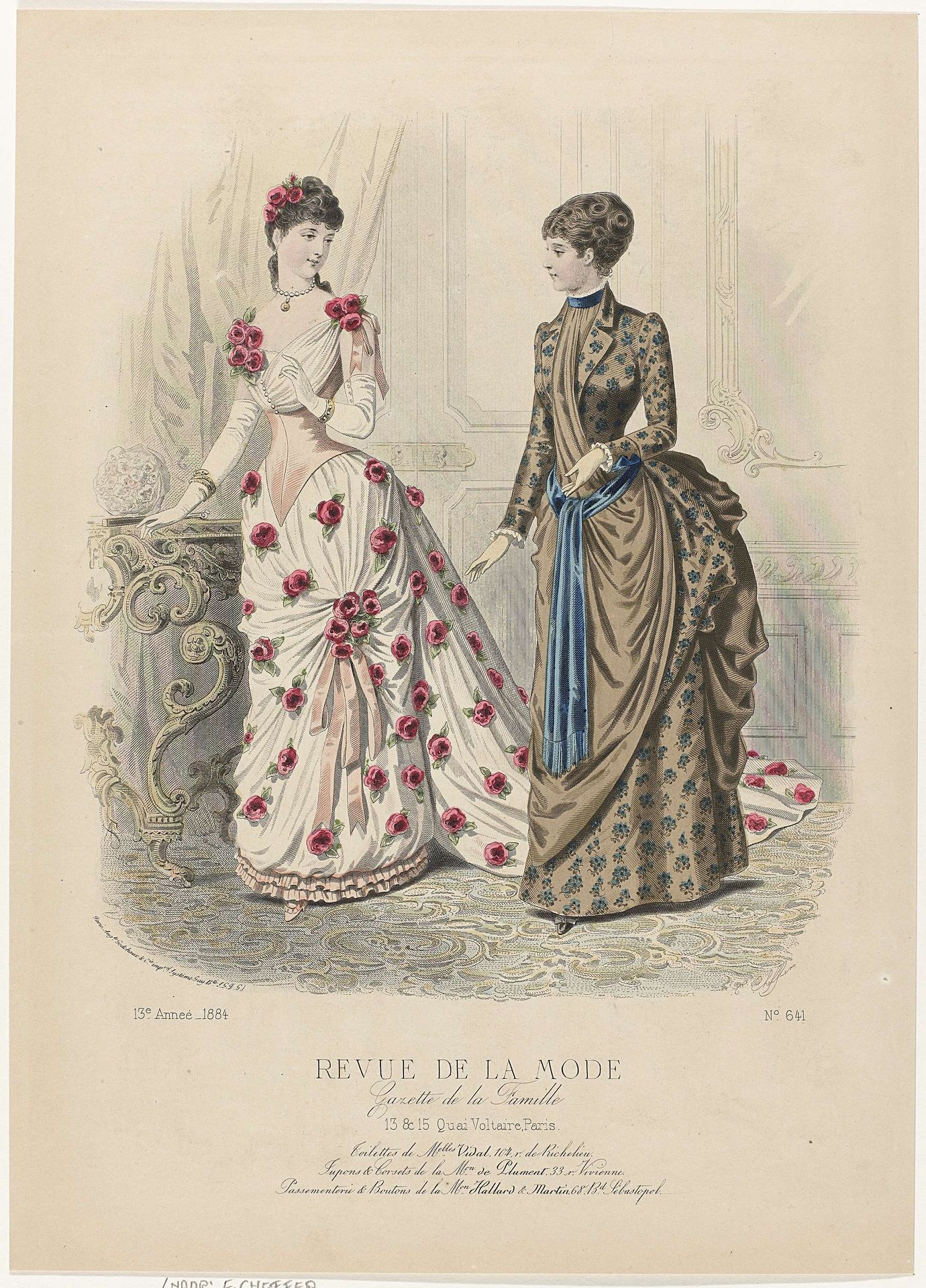 Revue de la Mode, Gazette de la Famille, dimanche 13 avril 1884, 13e annee, 1884, No. 641: Toilettes de M.elles Vidal (...) by E. Cheffer