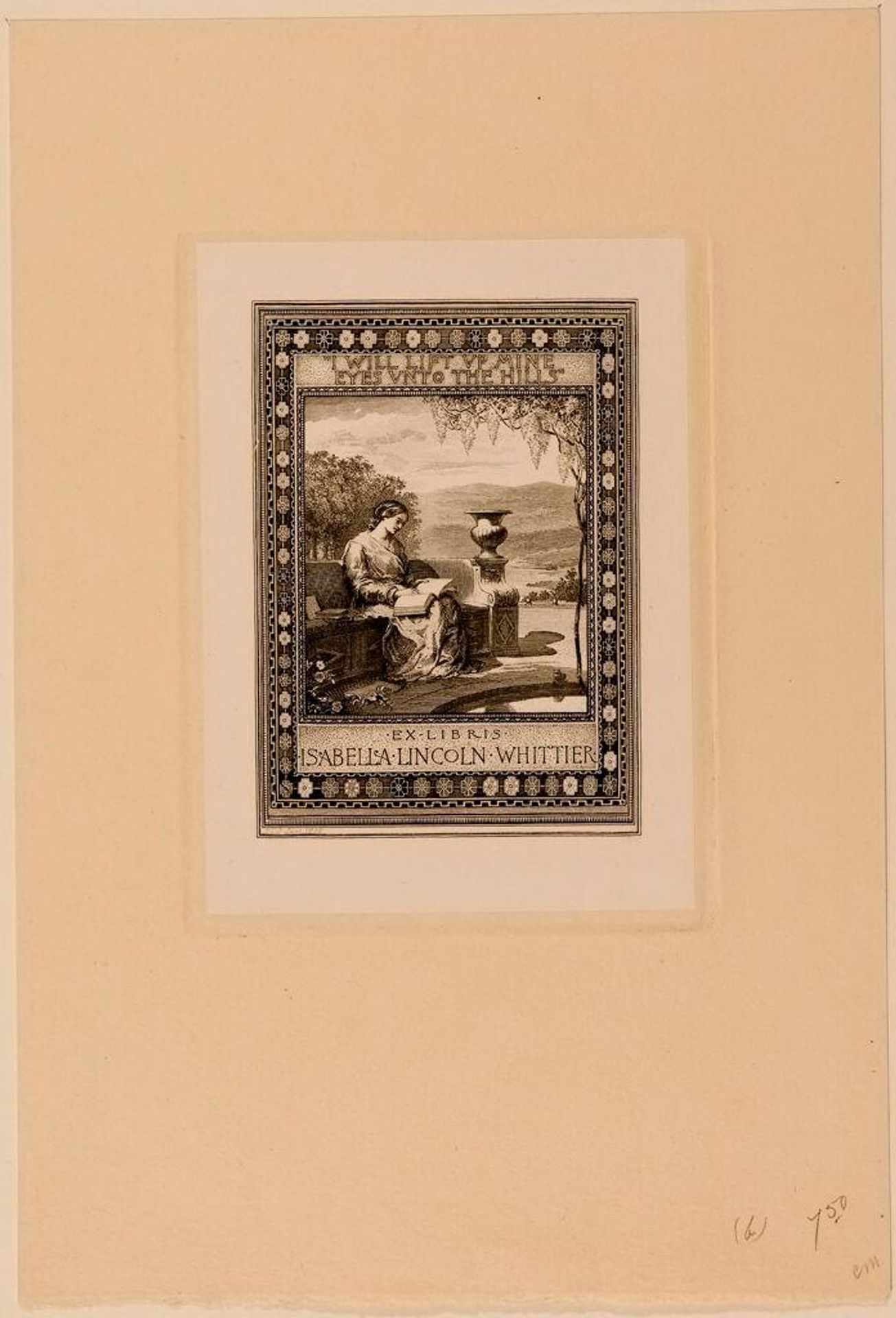 Bookplate of Isabella Lincoln White by Sidney L. Smith