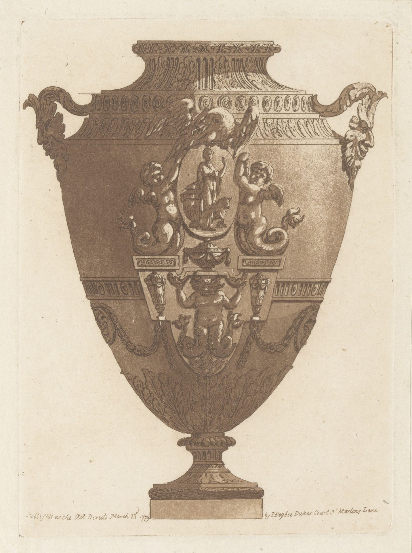 Antieke vaas met medaillon en tritons by Patrick Begbie