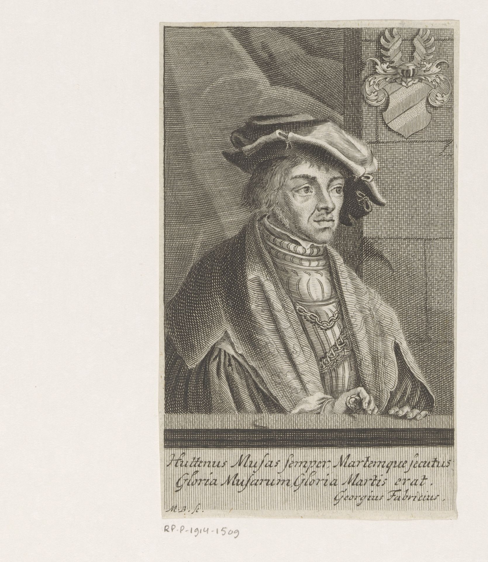 Portret van Ulrich von Hutten by Johann Martin Bernigeroth