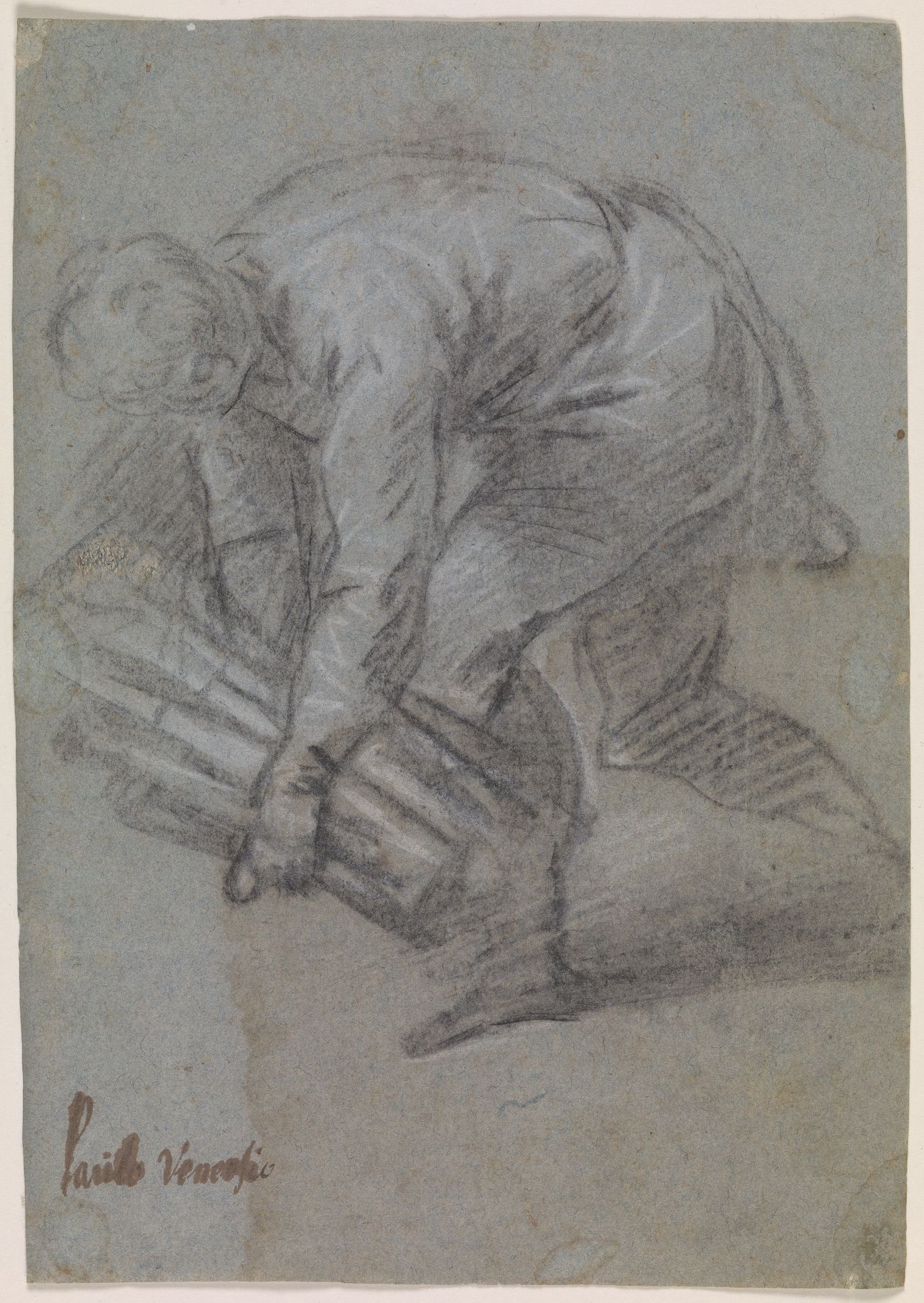 Man bending to the left with a faggot in his arms by Jacopo Palma (il Giovane)
