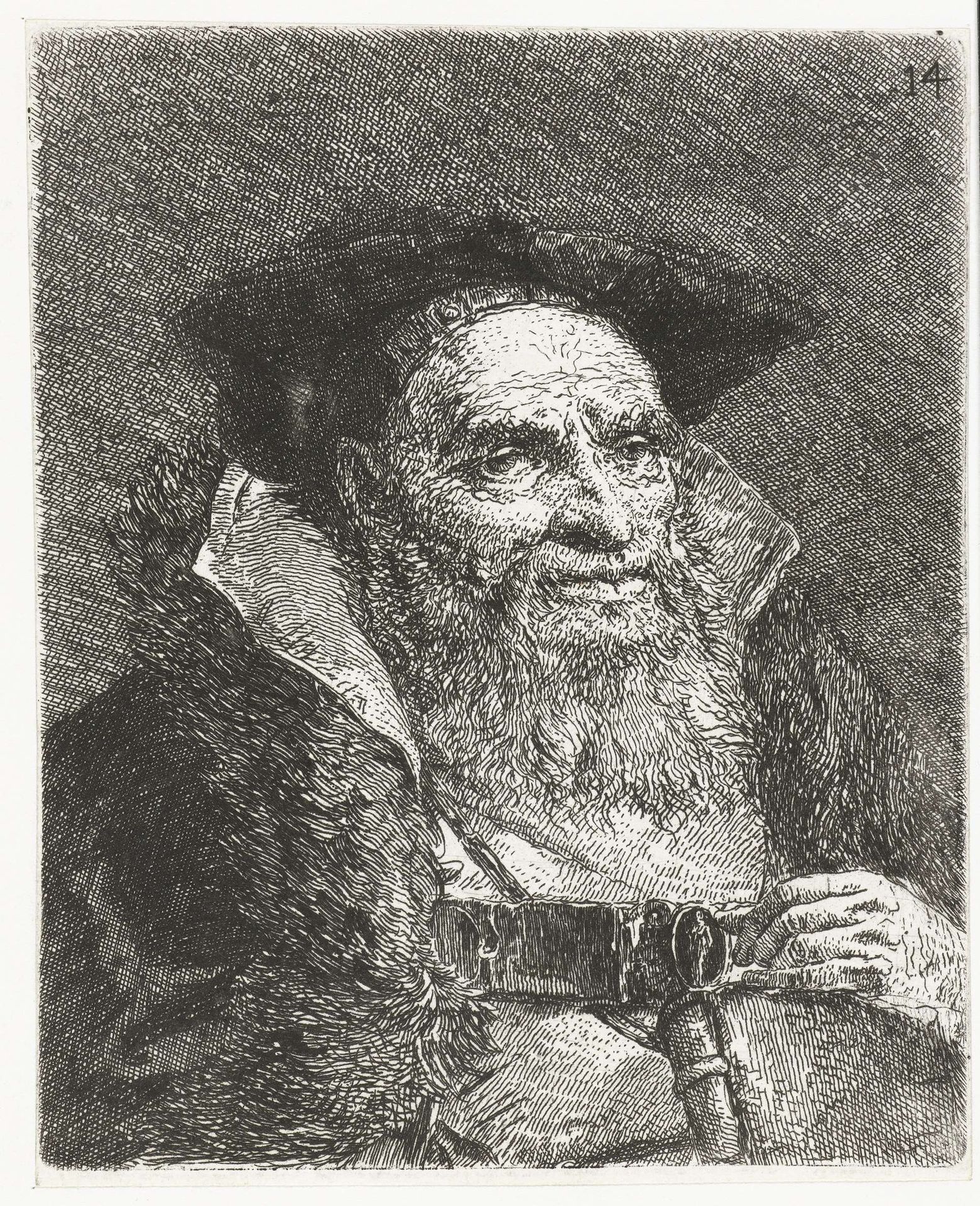 Man met baret by Giovanni Domenico Tiepolo