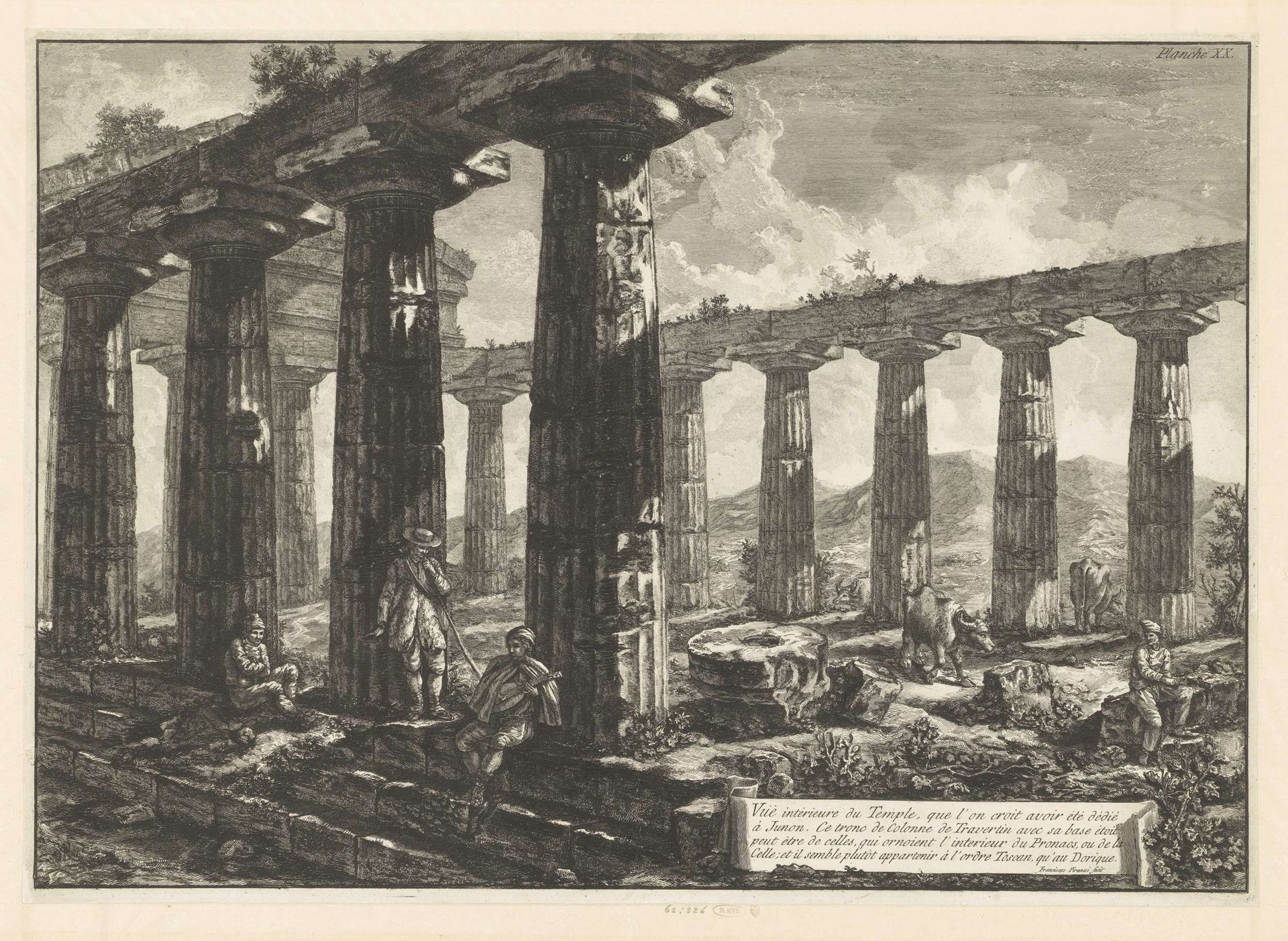 Tempel van Juno te Paestum by Francesco Piranesi