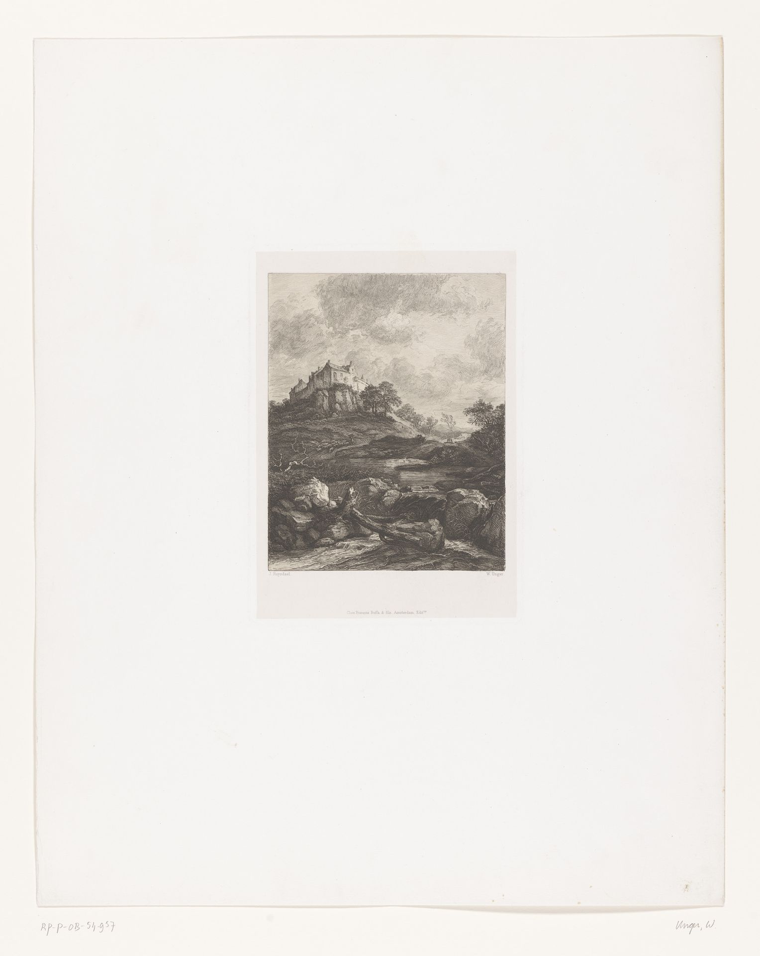 Landschap met een burcht op een heuvel by William Unger