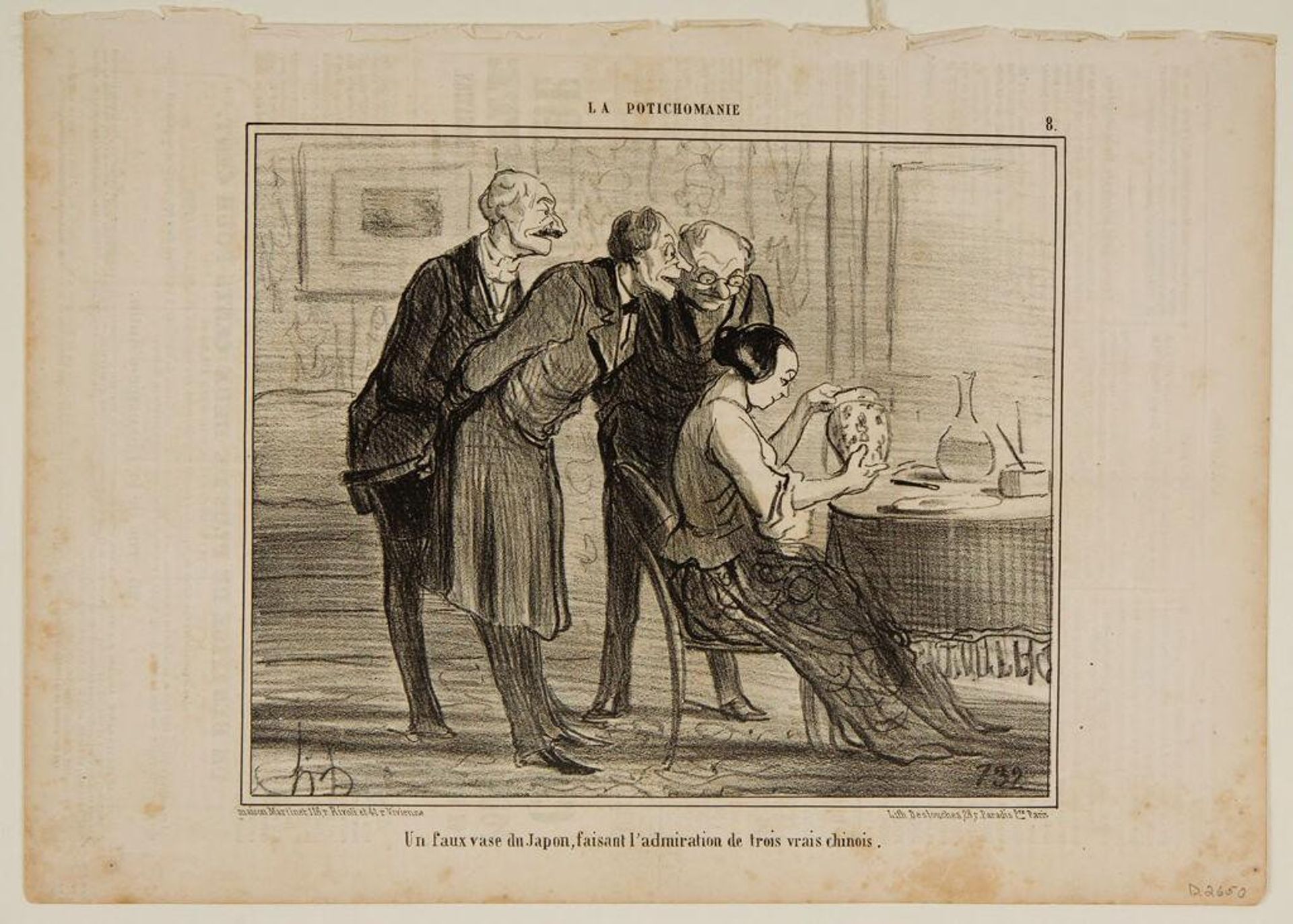 A Fake Japanese Vase Draws the Admiration of Three Real Chinamen by Honoré Daumier