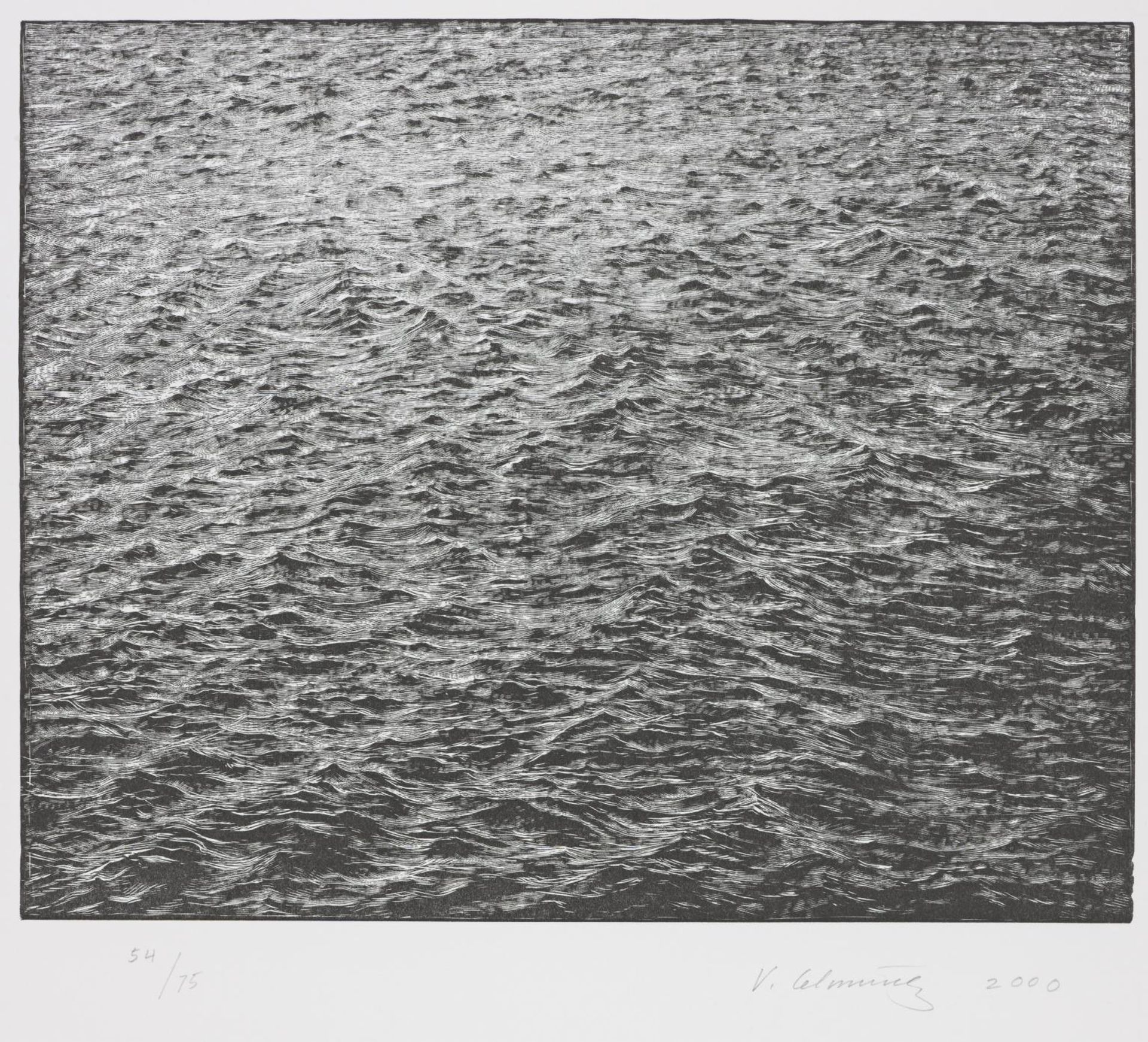 Ocean Surface Wood Engraving 2000 by Vija Celmins