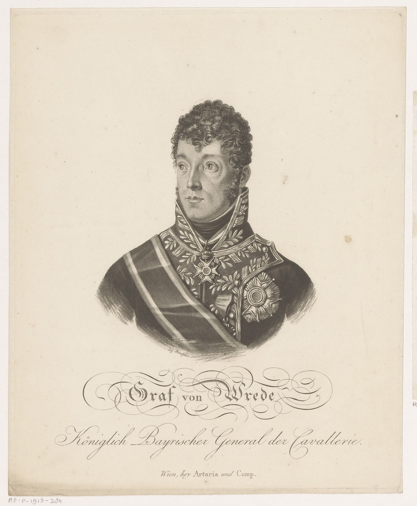 Portret van Carl Philipp von Wrede by Johann Georg Mannsfeld