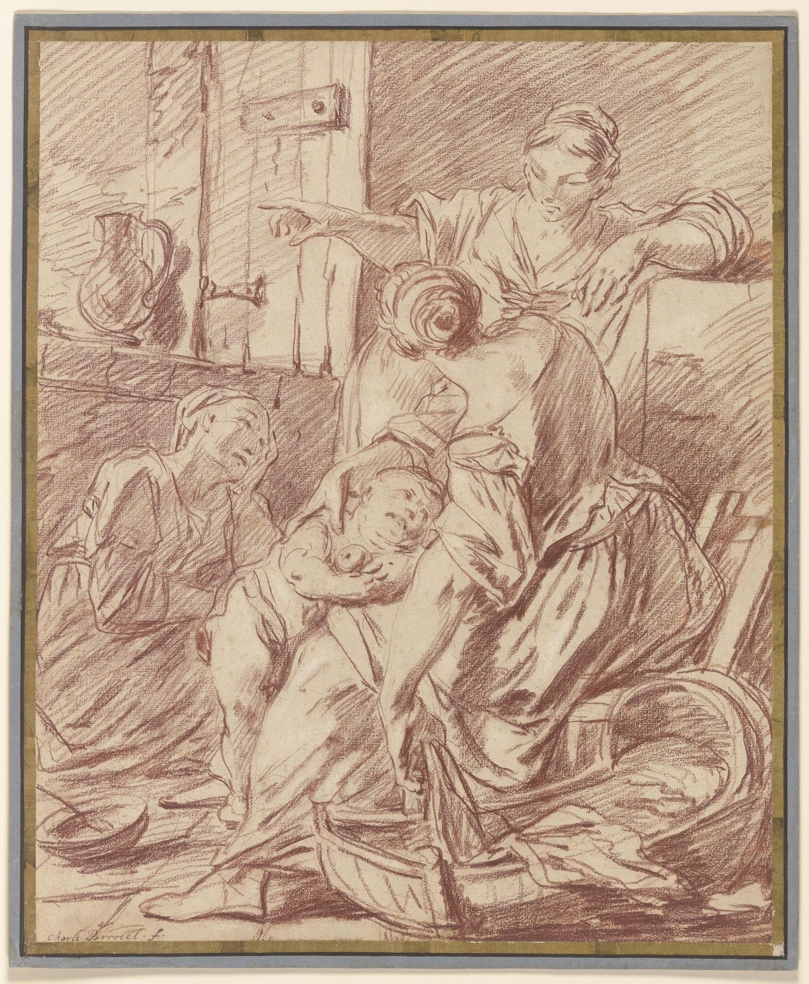 Drei Frauen bei einem Kinde beschäftigt by Charles Parrocel