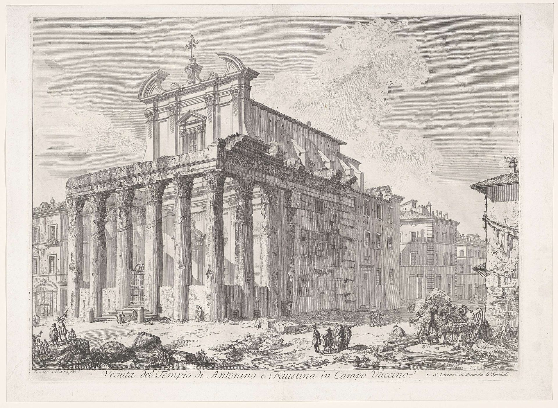 Tempel van Antoninus en Faustina te Rome by Giovanni Battista Piranesi
